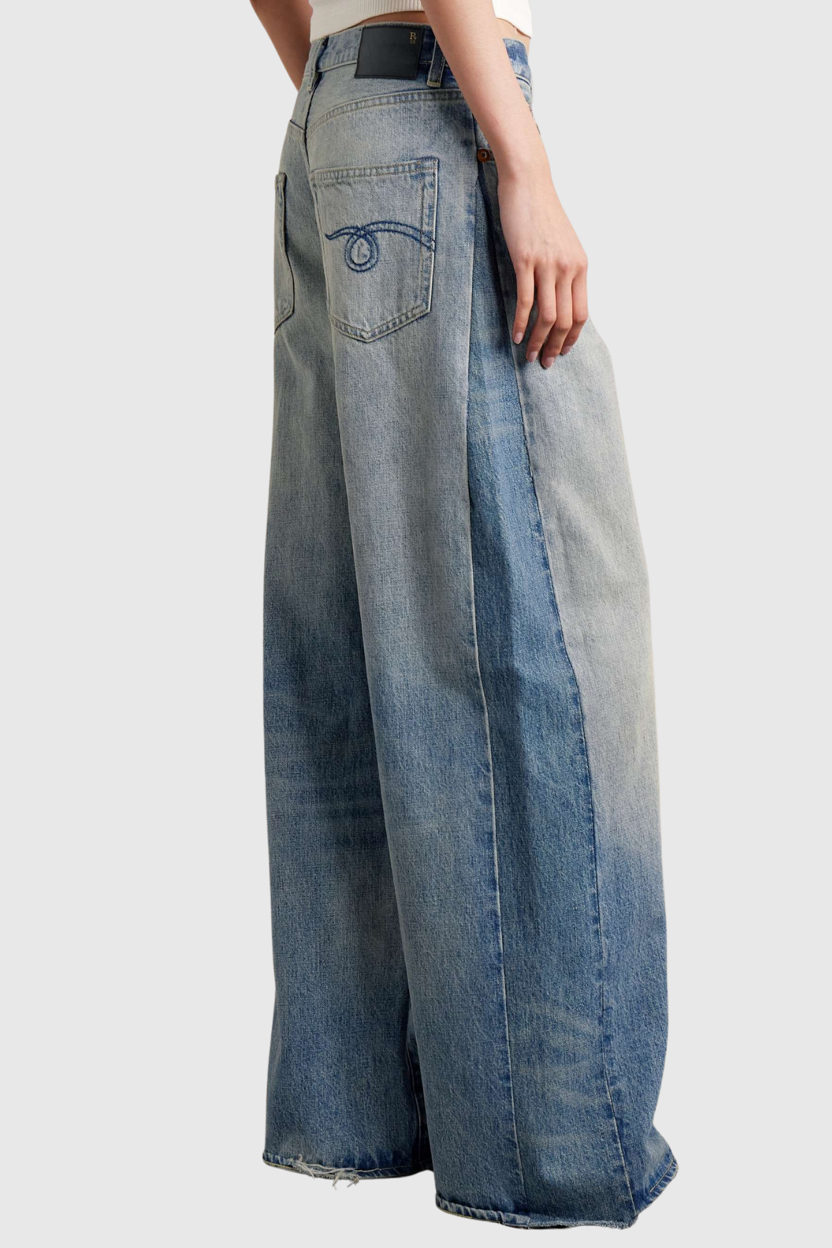 Davy Deconstruct Bleached Wide Leg Jeans