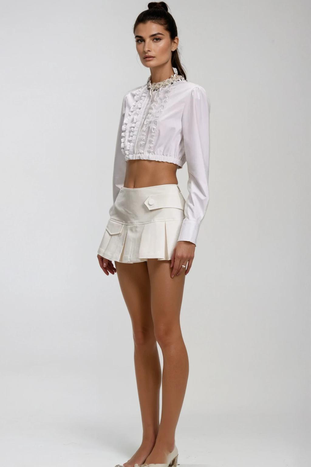 Dayaram Long Sleeve Crop Skirt Set