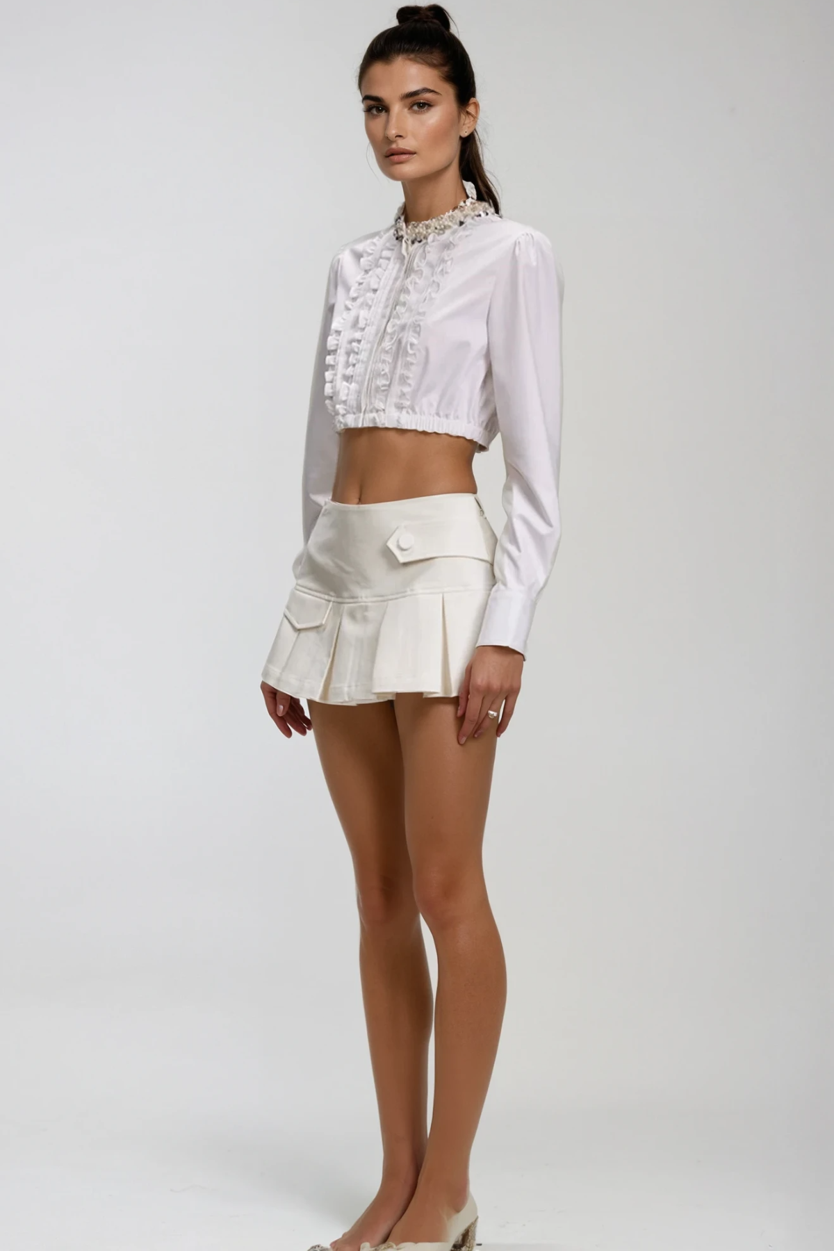 Dayaram Long Sleeve Crop Skirt Set