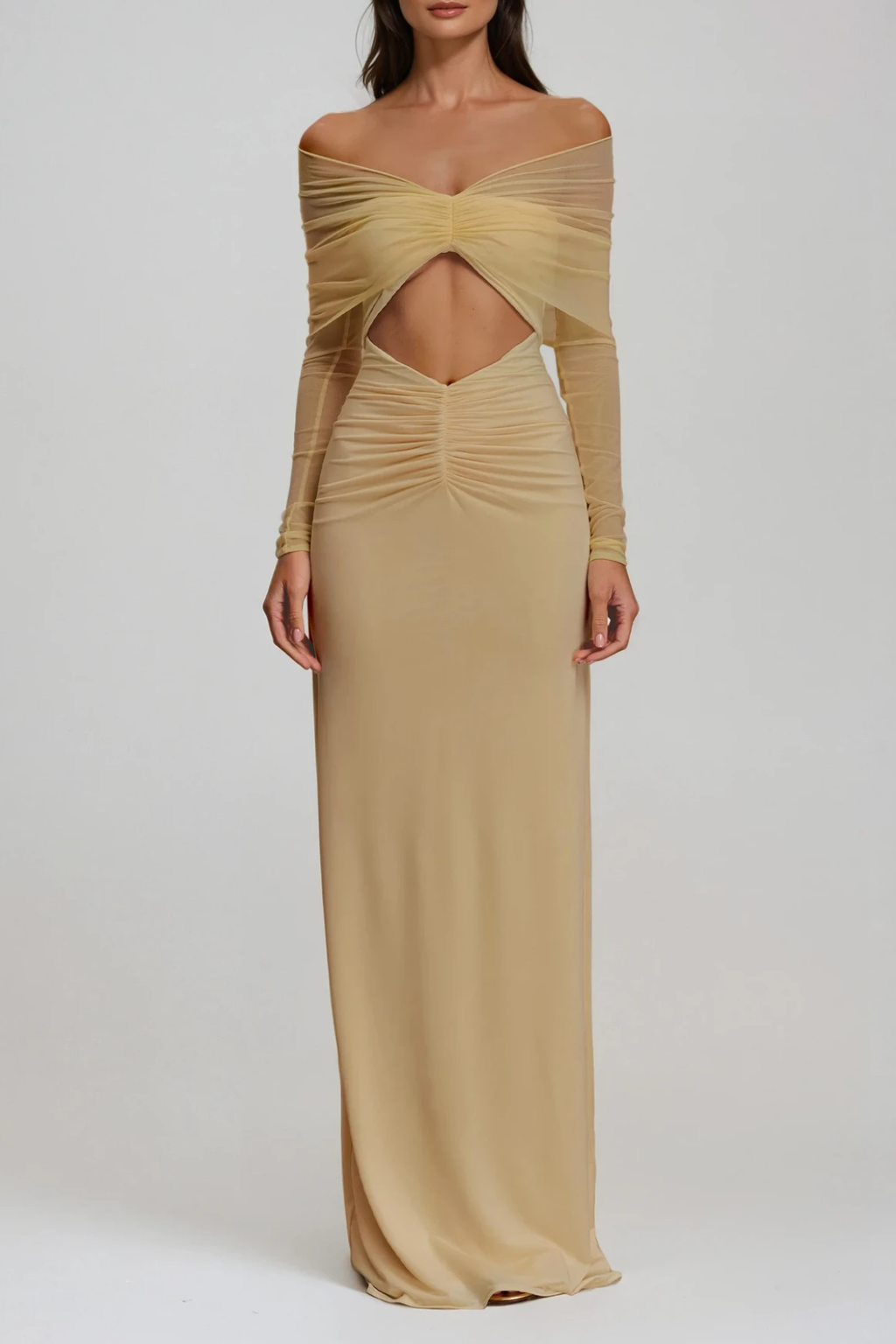 Deanna Off Shoulder Cutout Ruch Maxi Dress