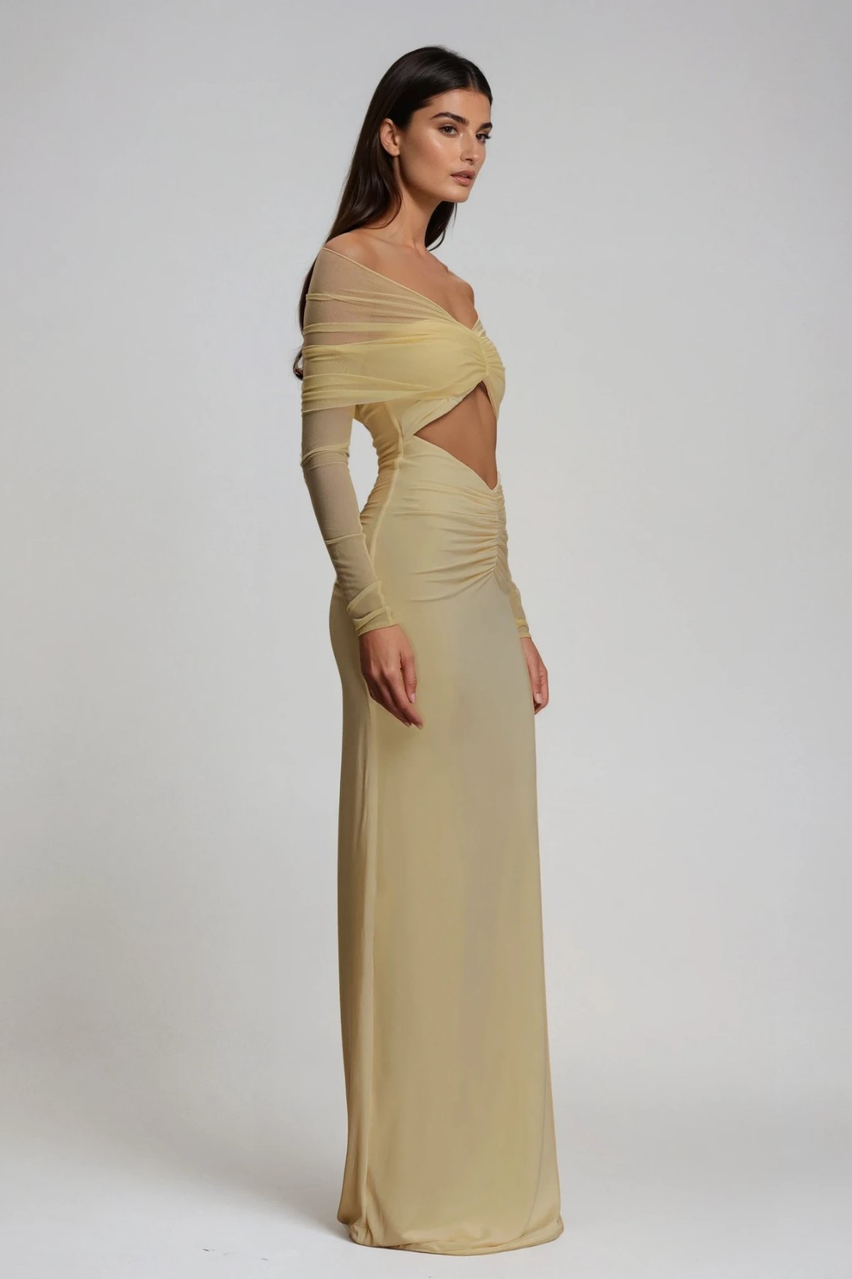 Deanna Off Shoulder Cutout Ruch Maxi Dress