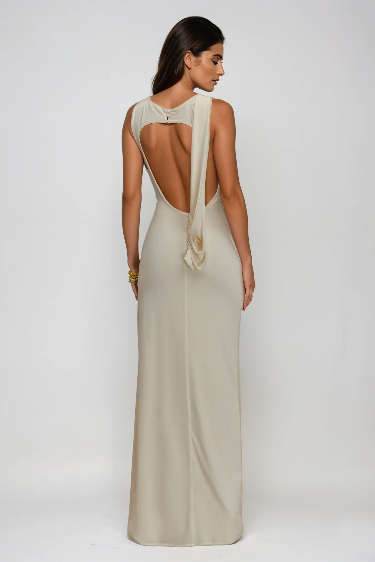 Deanne Sleeveless High Split Maxi Dress In White