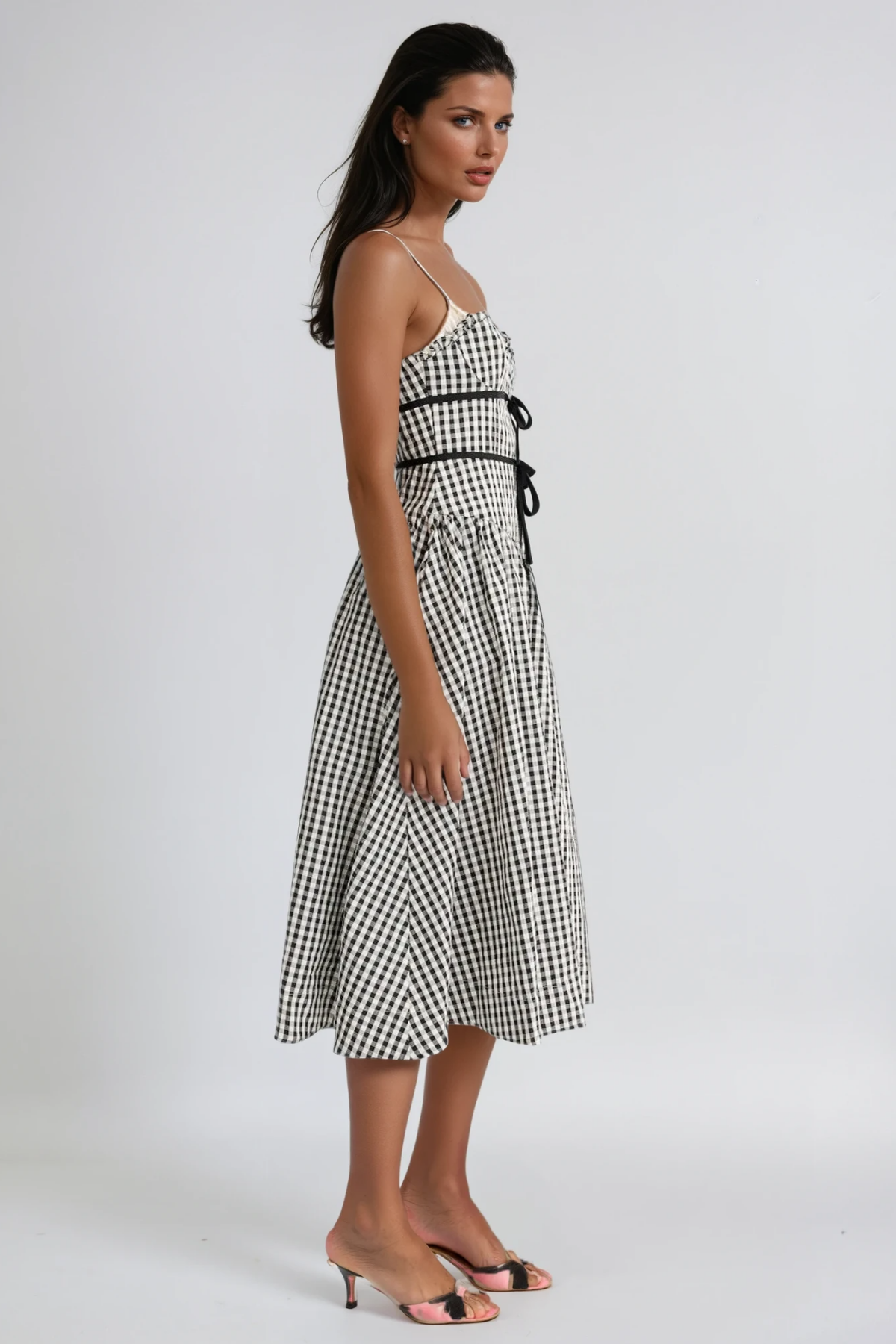 Debby Spaghetti Grid Midi Dress