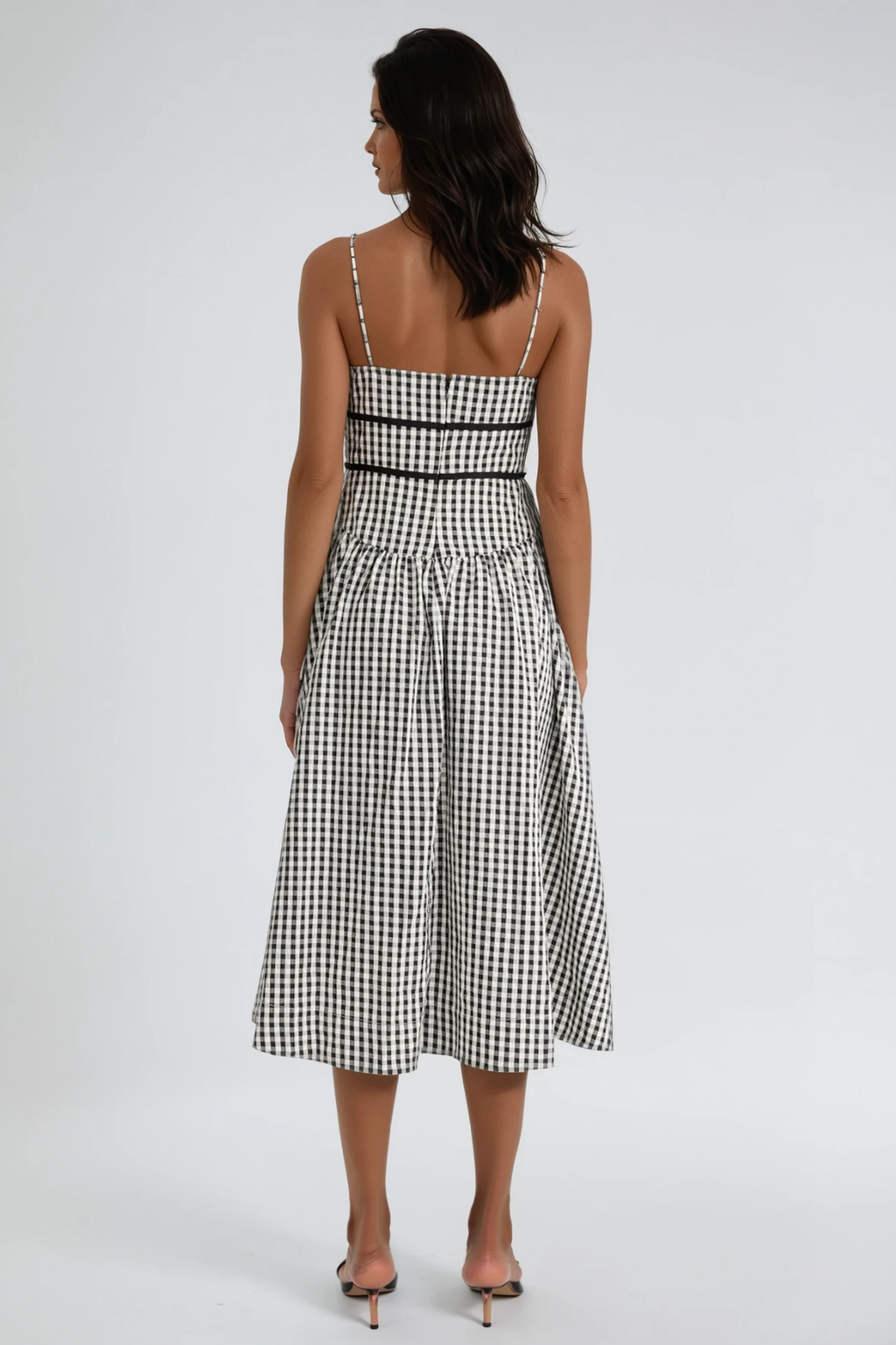 Debby Spaghetti Grid Midi Dress