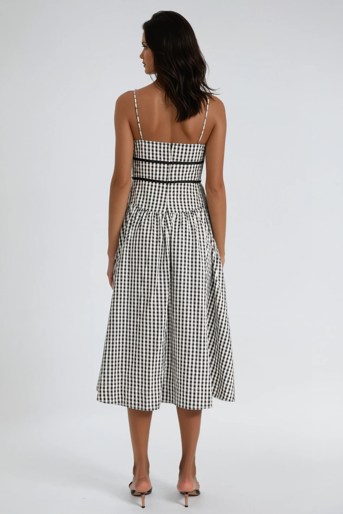 Debby Spaghetti Grid Midi Dress