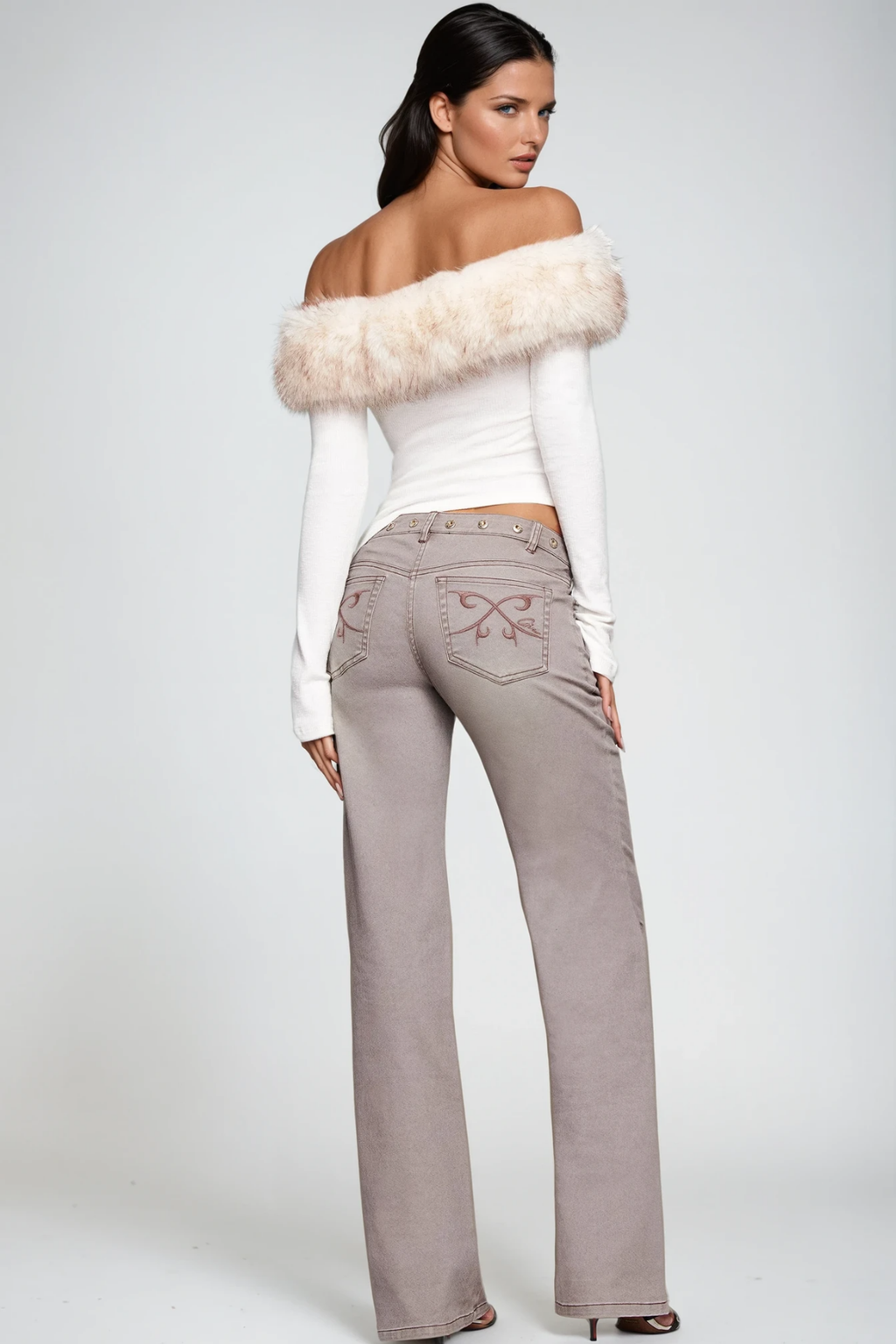 Debi Faux Fur Off Shoulder Top