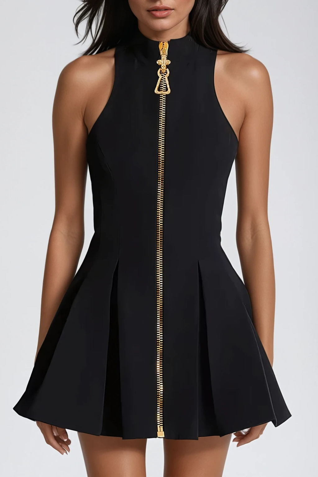 Deborah Sleeveless Zipper Mini Dress