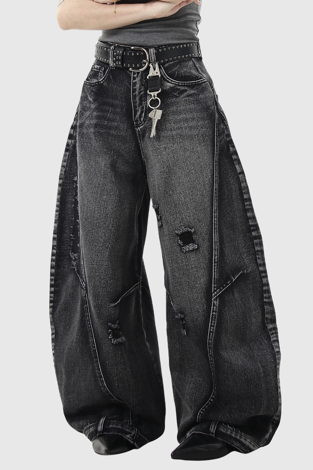 Declan Ripped Wide Leg Jeans