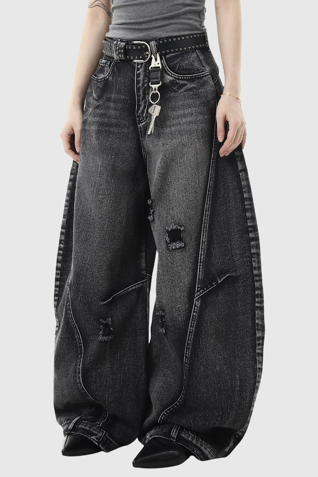 Declan Ripped Wide Leg Jeans