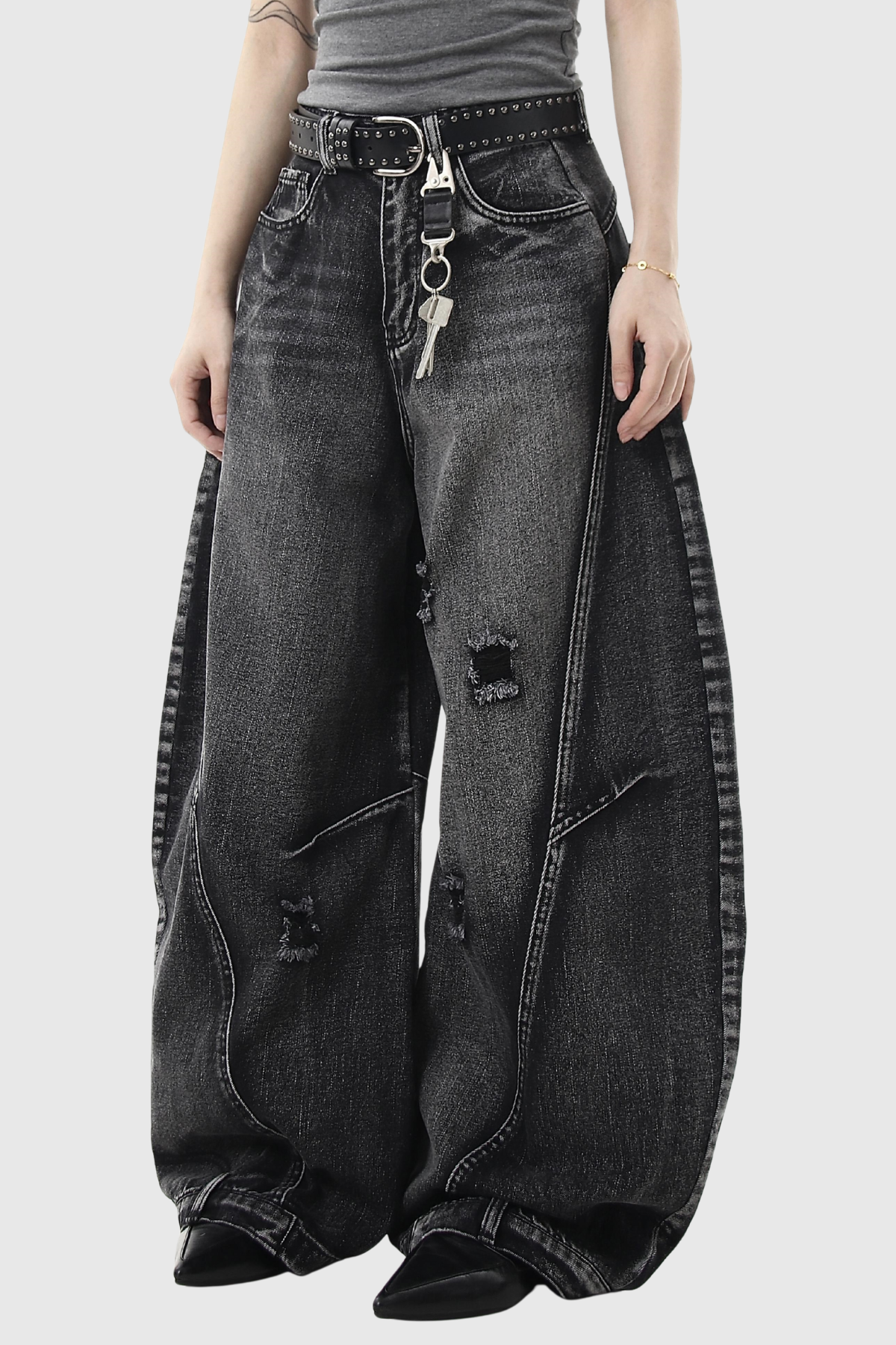 Declan Ripped Wide Leg Jeans