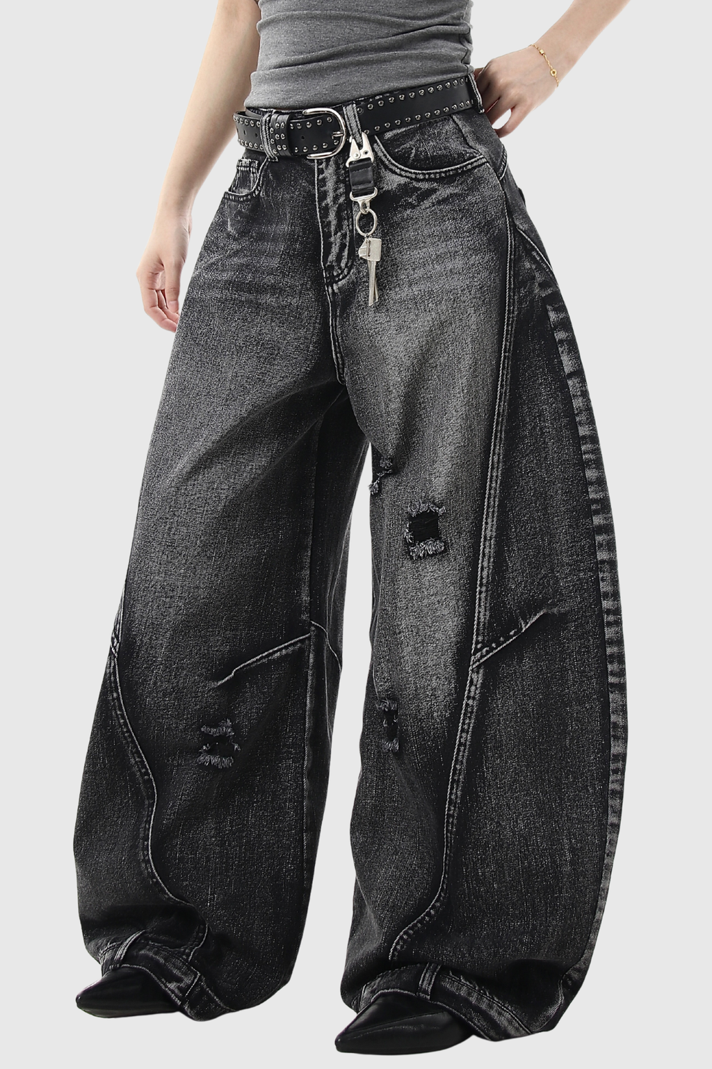 Declan Ripped Wide Leg Jeans