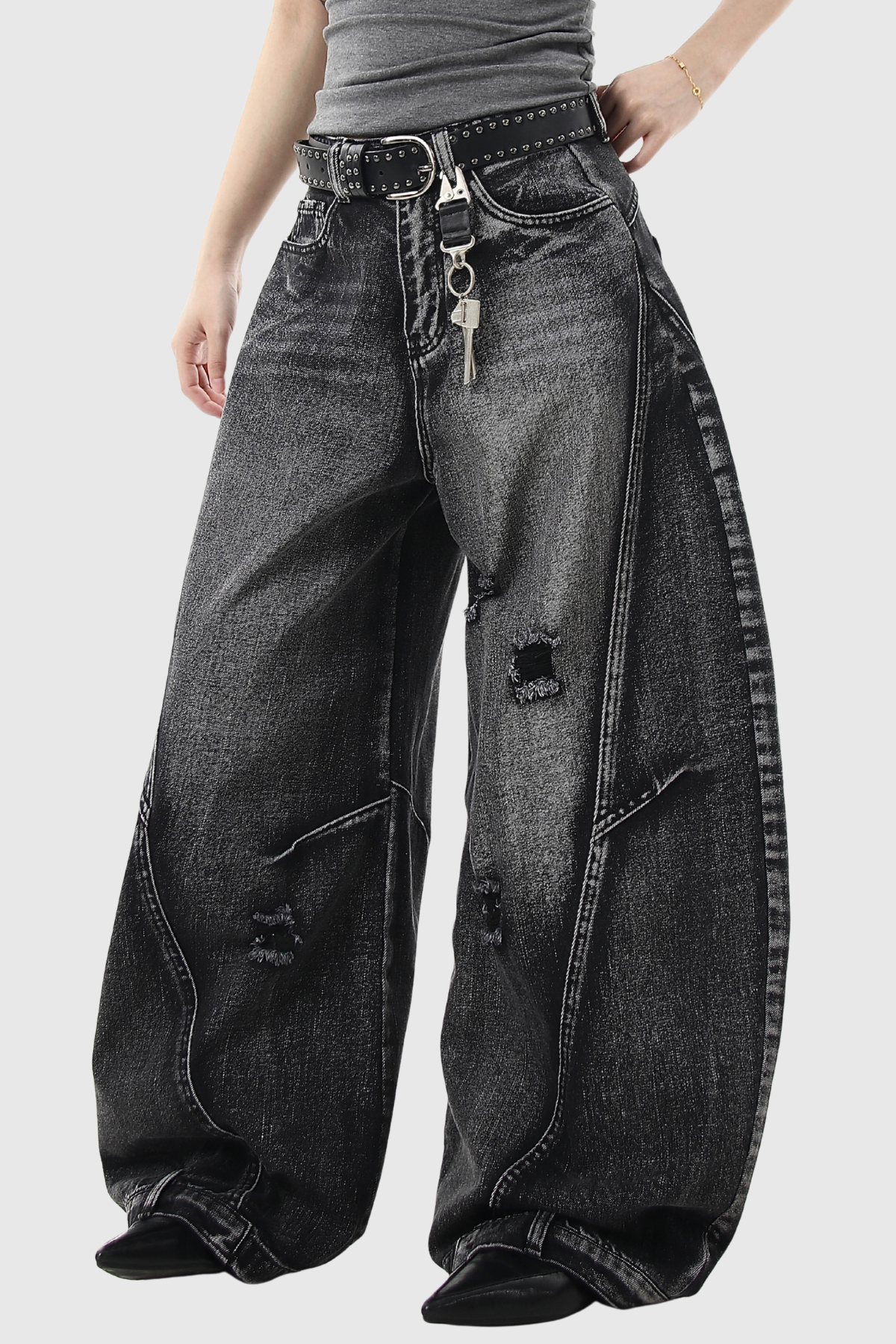 Declan Ripped Wide Leg Jeans