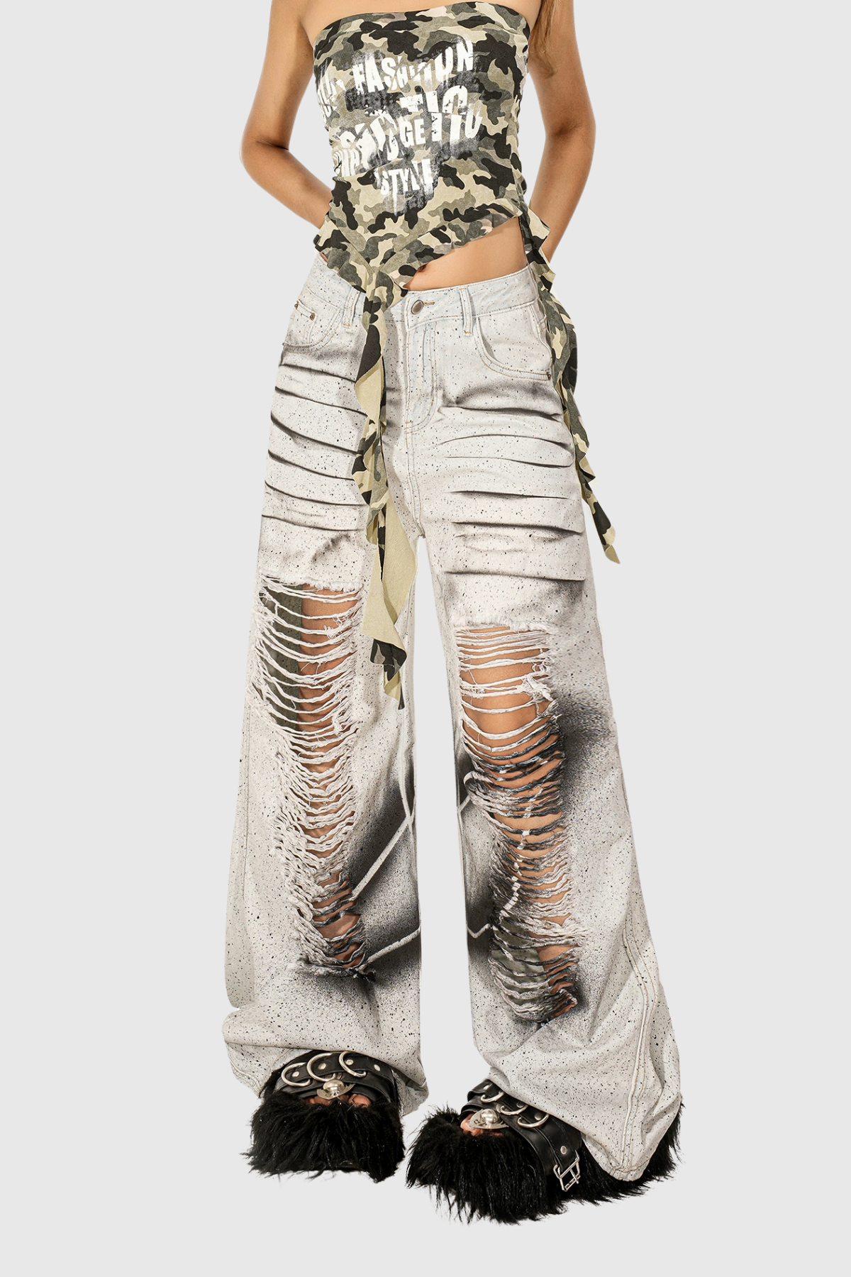 Dee Tie Dye Ripped Ruch Jeans