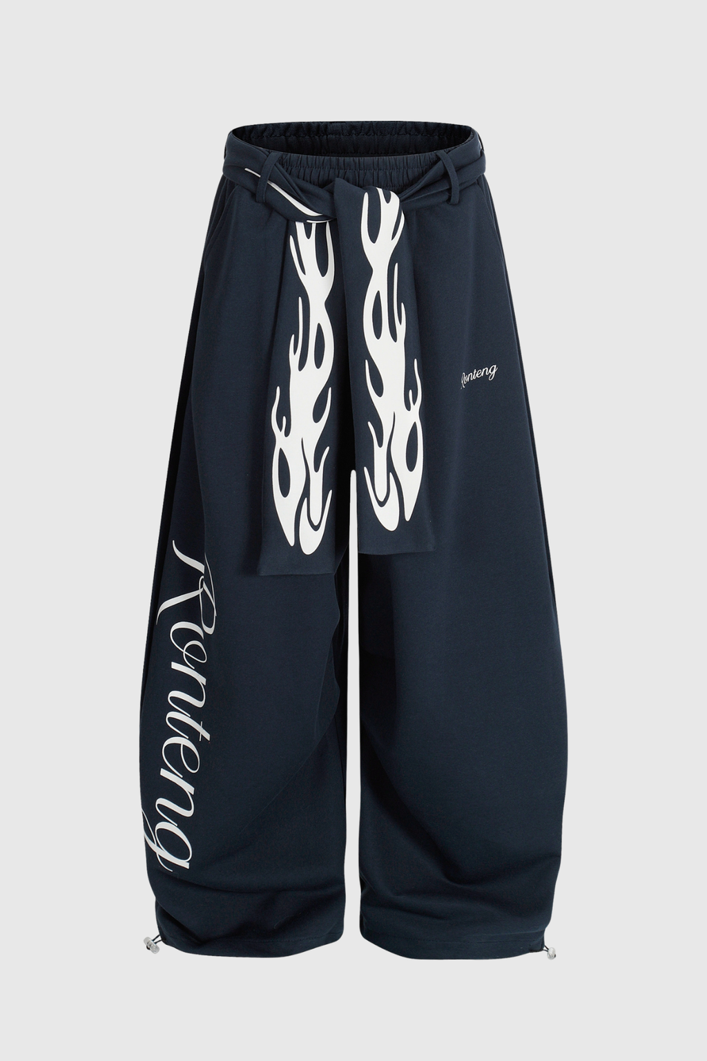 Deeann Print Tie Up Pants In Blue