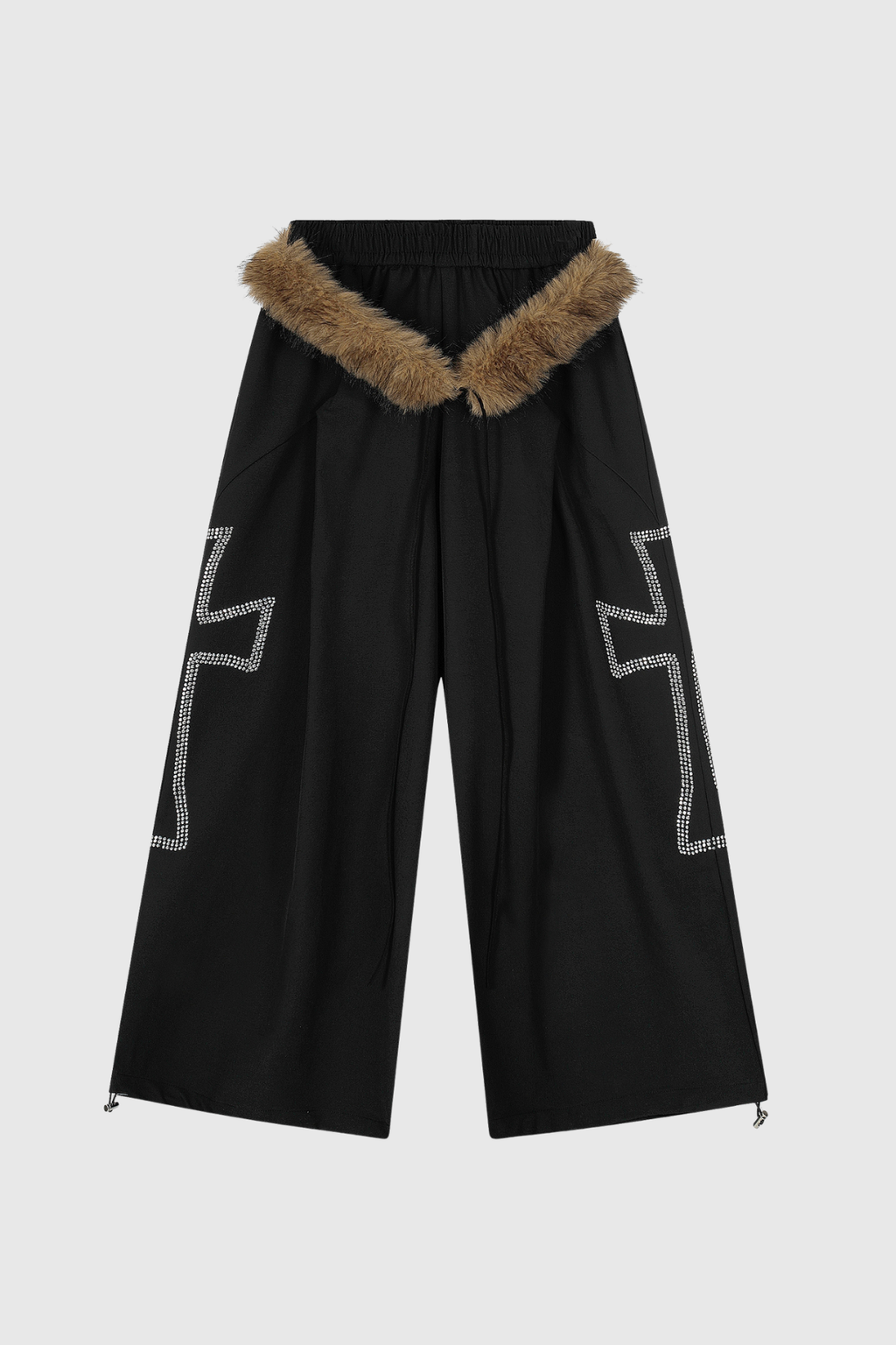 Deena Faux Fur Rhinestone Wide Leg Pants