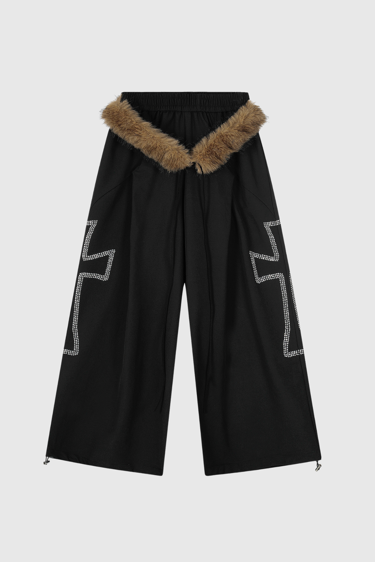 Deena Faux Fur Rhinestone Wide Leg Pants