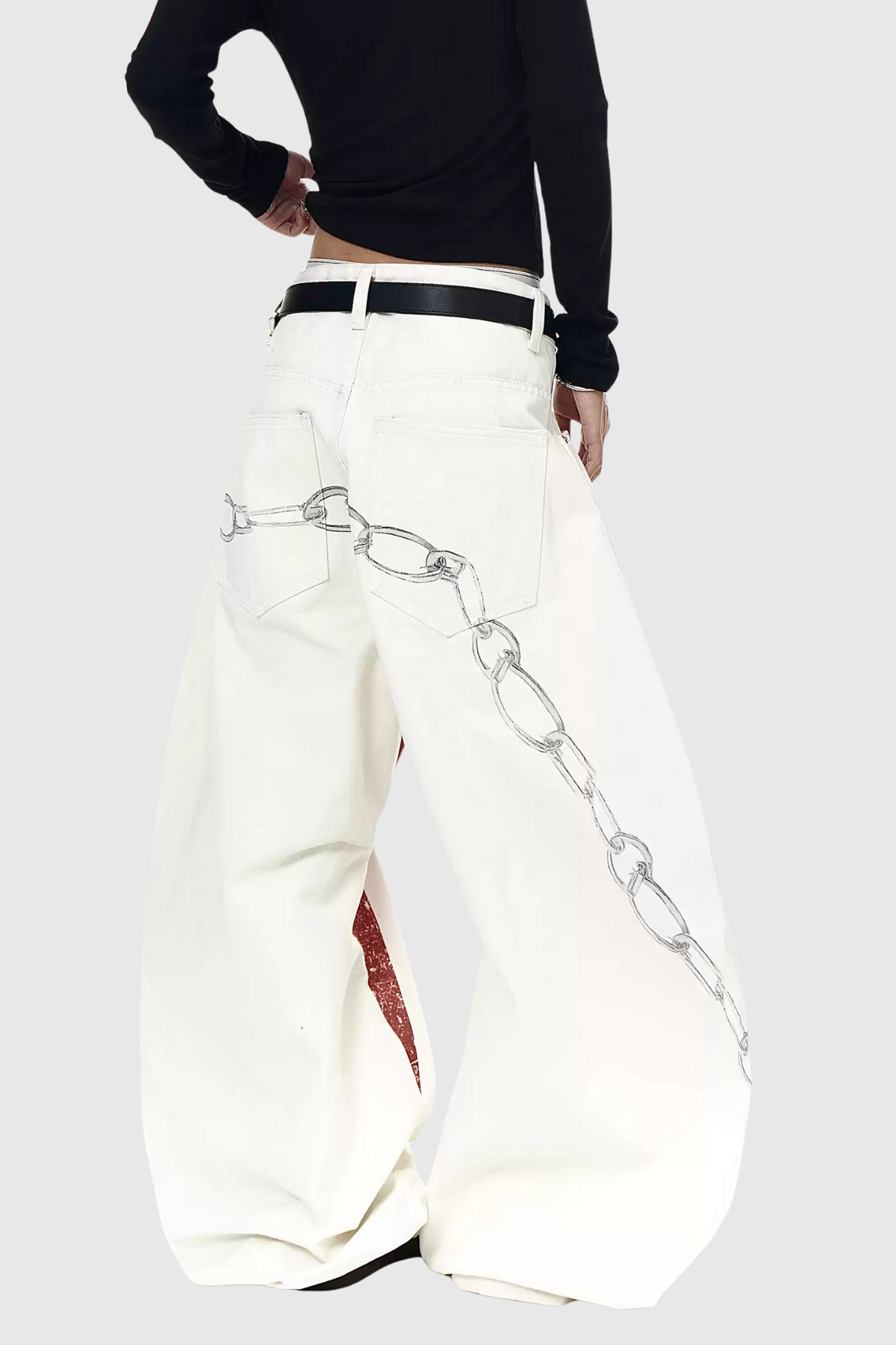 Deep Print Wide Leg Jeans