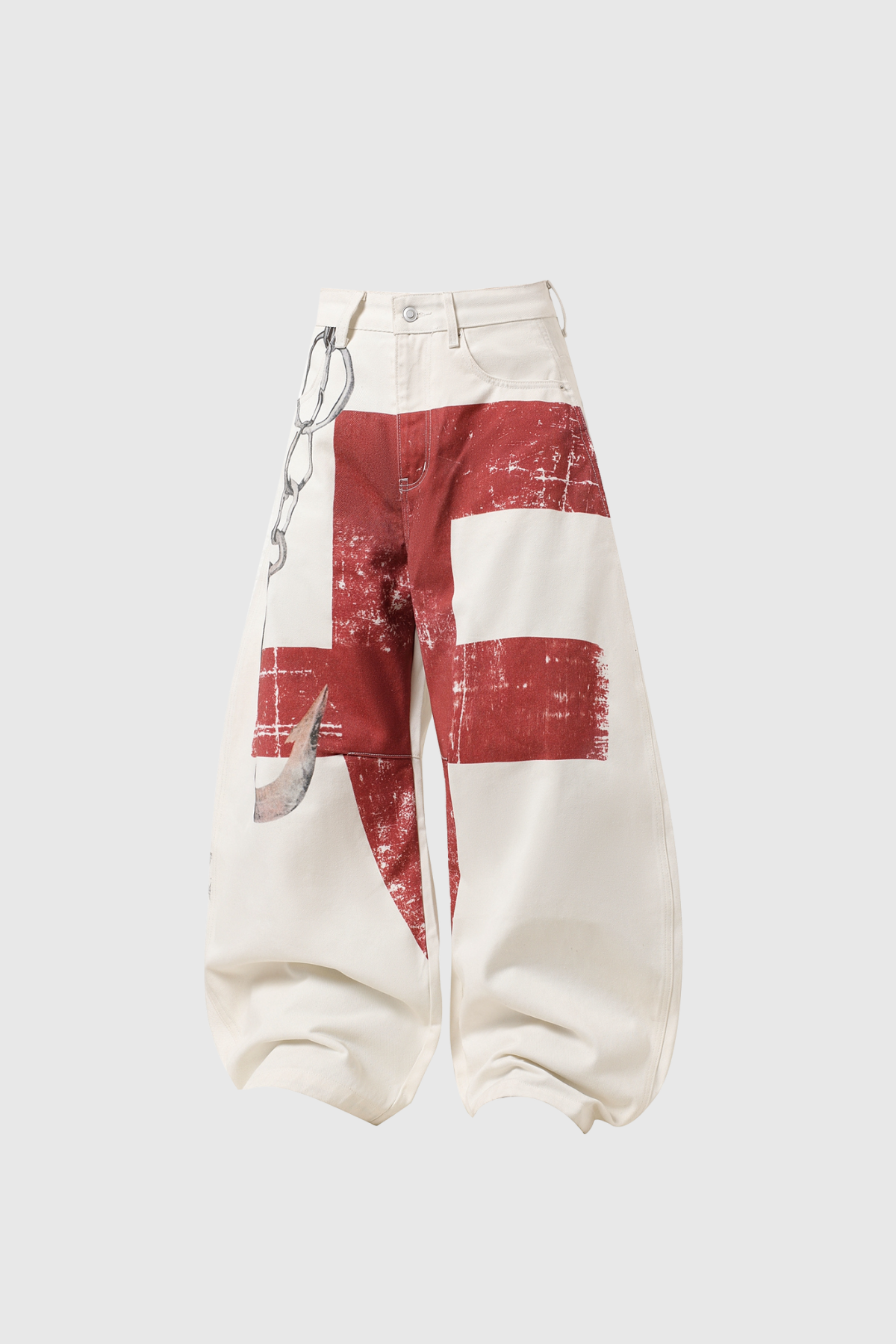 Deep Print Wide Leg Jeans