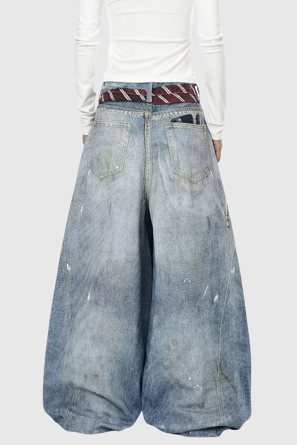 Deepali Splattered Stripe Wide Leg Jeans