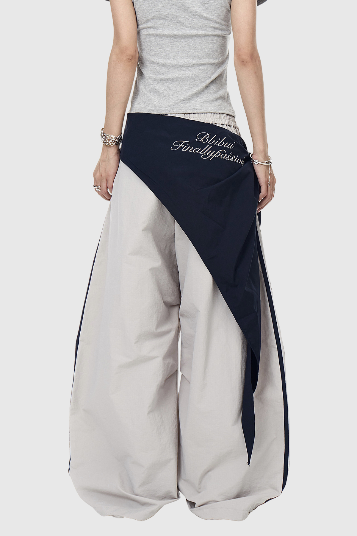 Deepika Stripe Deconstruct Wide Leg Pants In Khaki