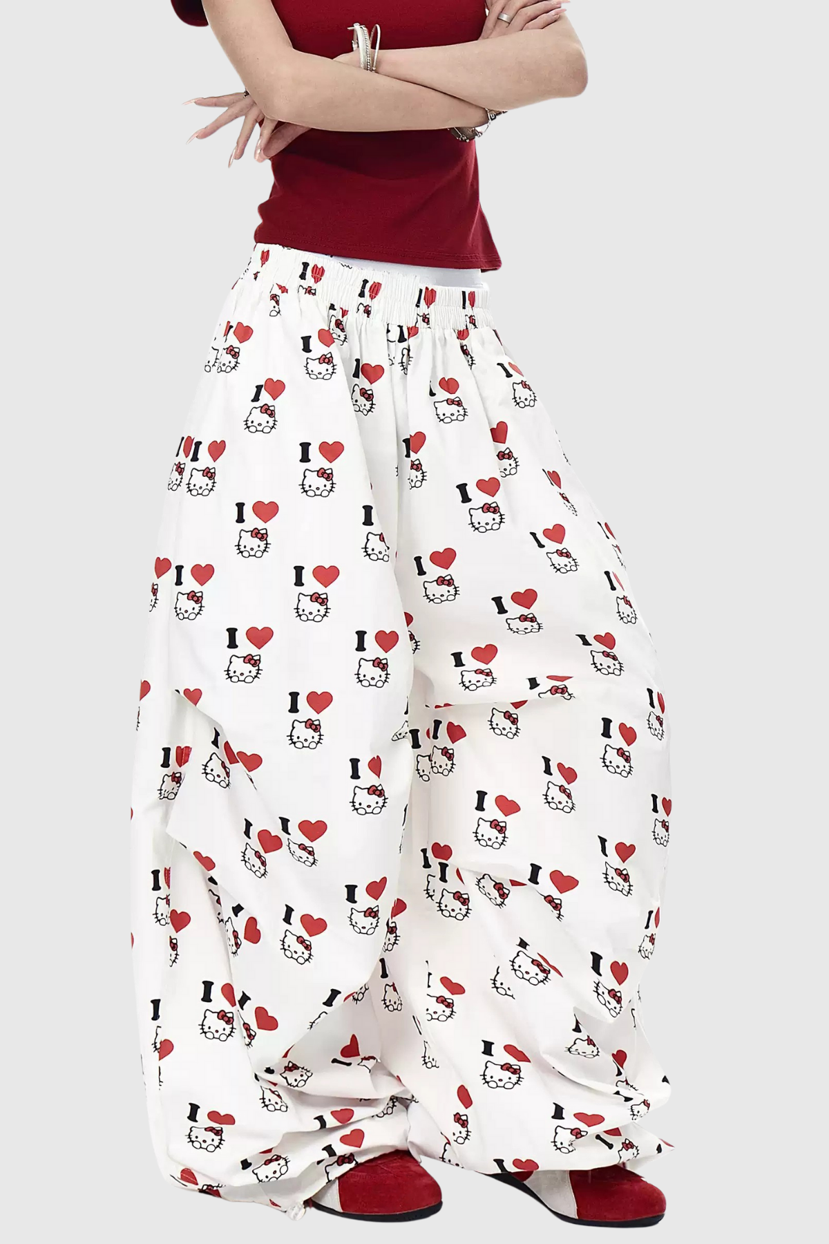 Deepti Heart Print Wide Leg Pants