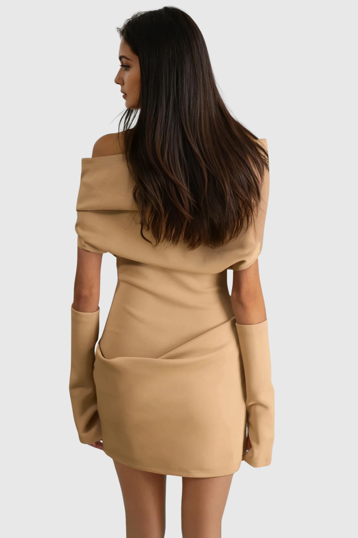 Degataga Off Shoulder Bodycon Ruch Mini Dress