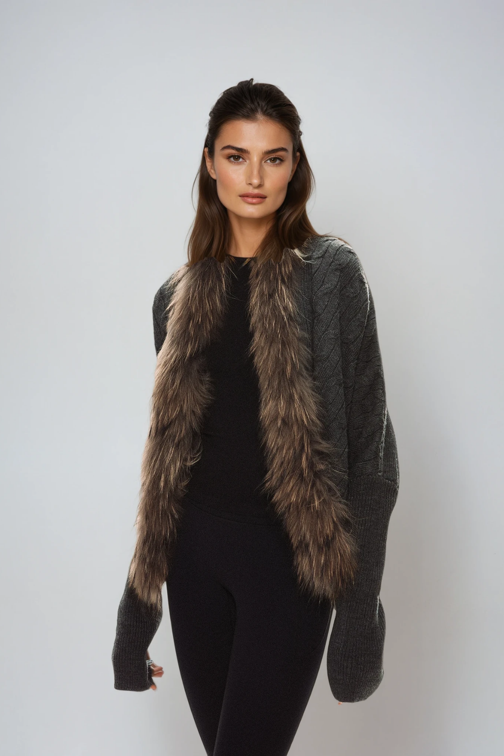 Deianeira Faux Fur Knit Jacket