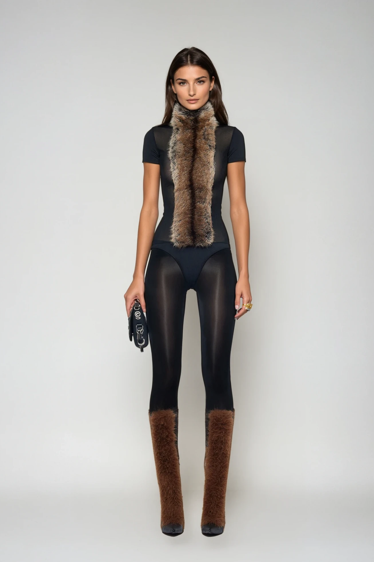 Deina Faux Fur High Neck Top