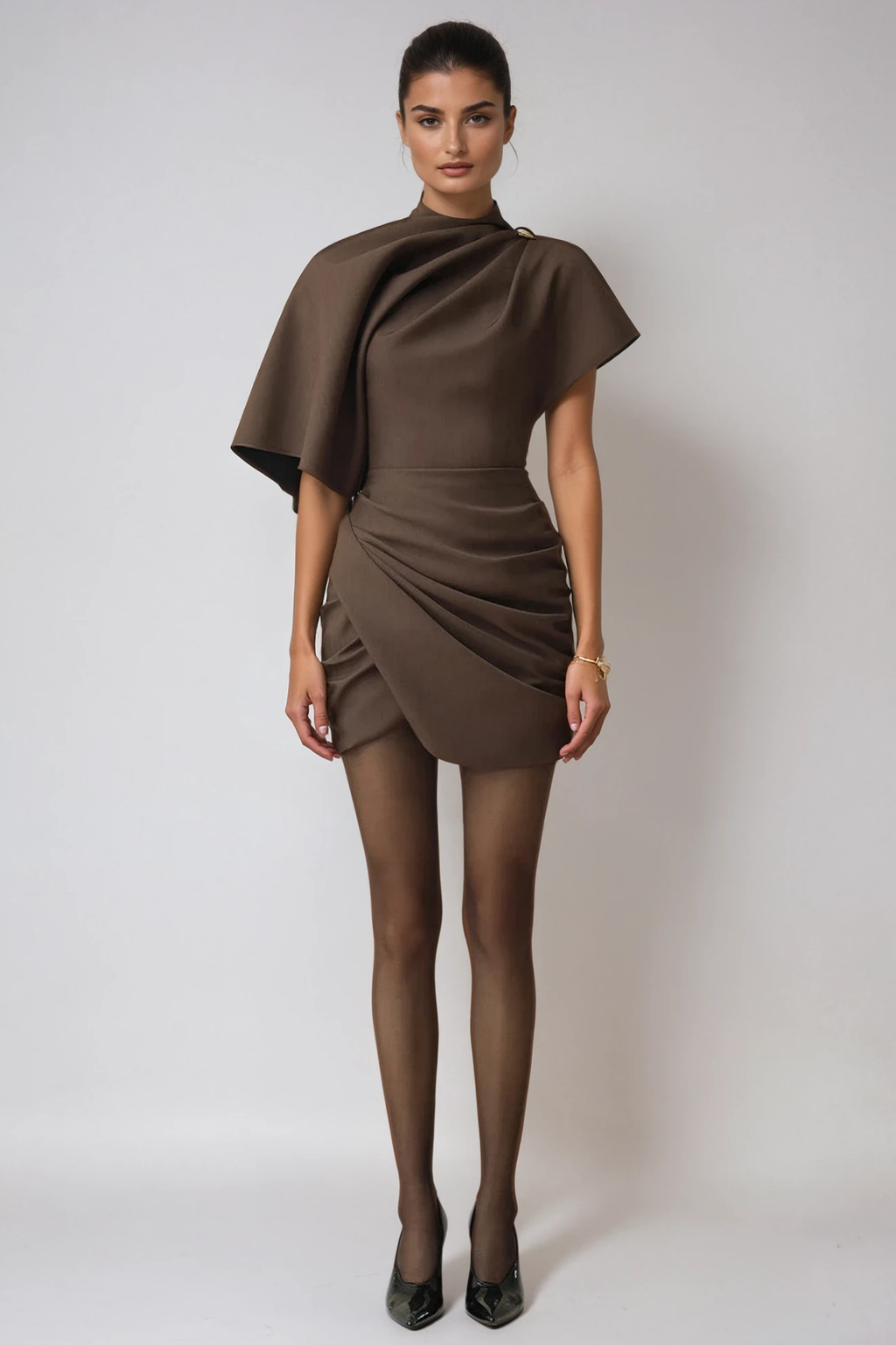Deirdre Shawl Ruch Mini Dress