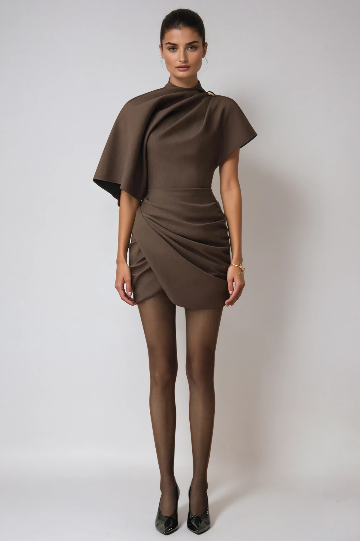 Deirdre Shawl Ruch Mini Dress