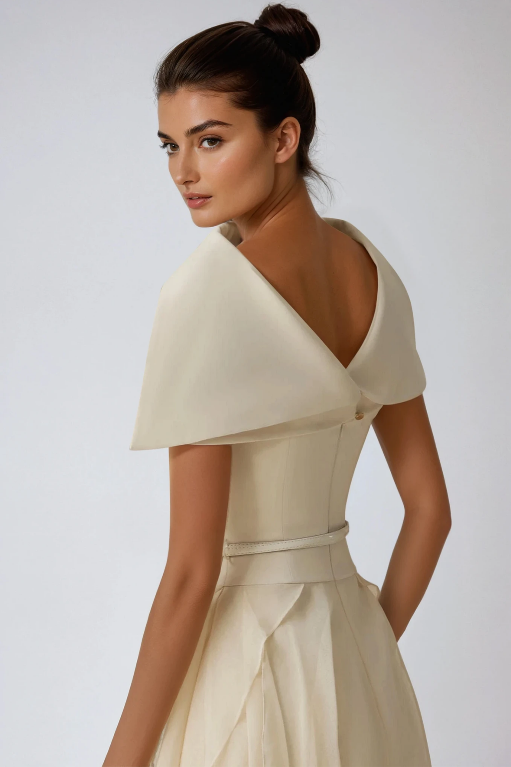 Deividas Two Piece Shawl Ruffle Midi Dress