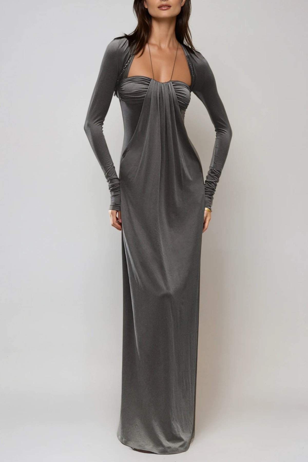 Delaiah Halter Neck Ruch Maxi Dress