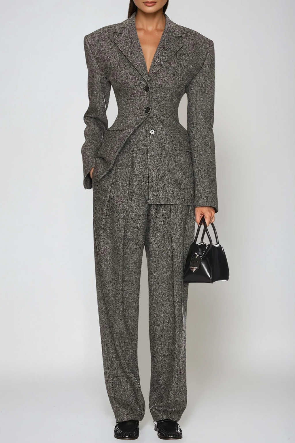 Delaney Lapel Blazer In Deep Grey