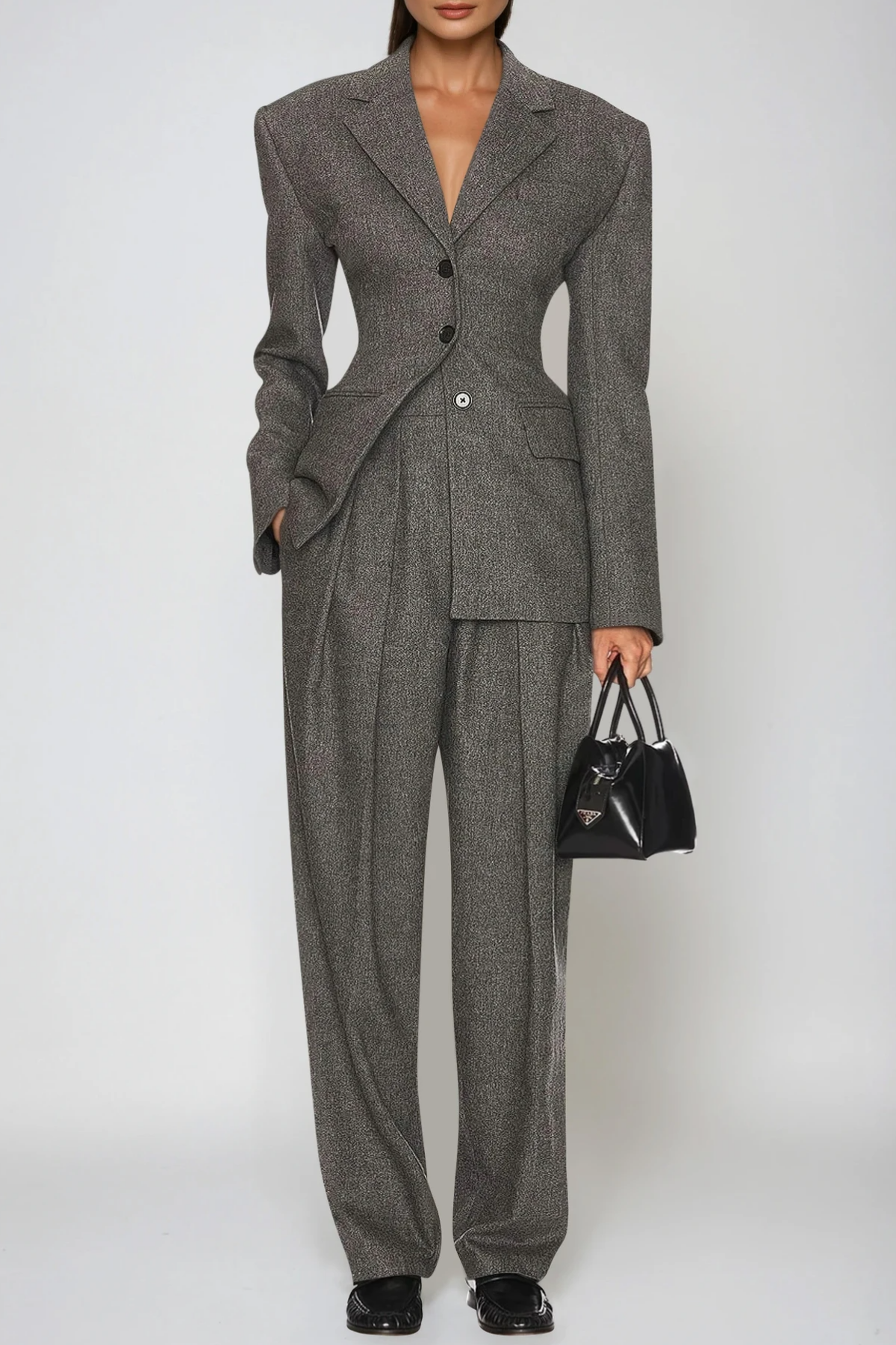 Delaney Lapel Blazer In Deep Grey