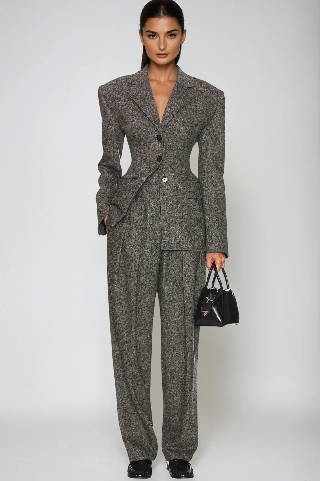 Delaney Lapel Blazer In Deep Grey