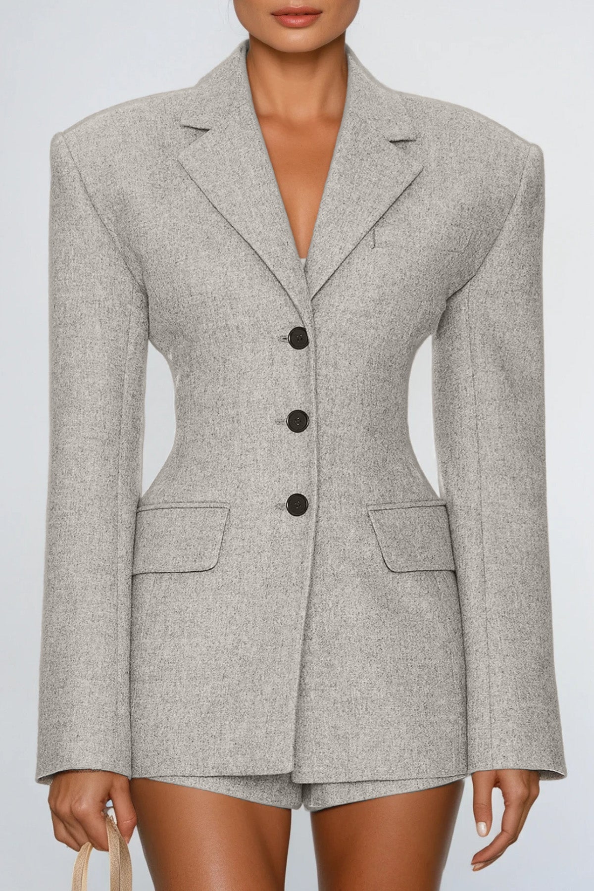 Delaney Lapel Blazer In Slight Grey