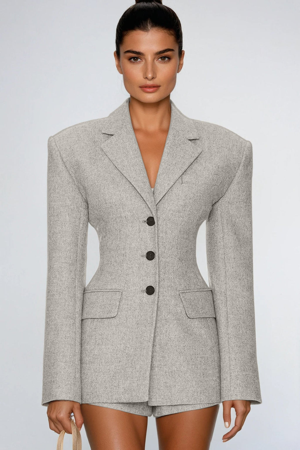 Delaney Lapel Blazer In Slight Grey