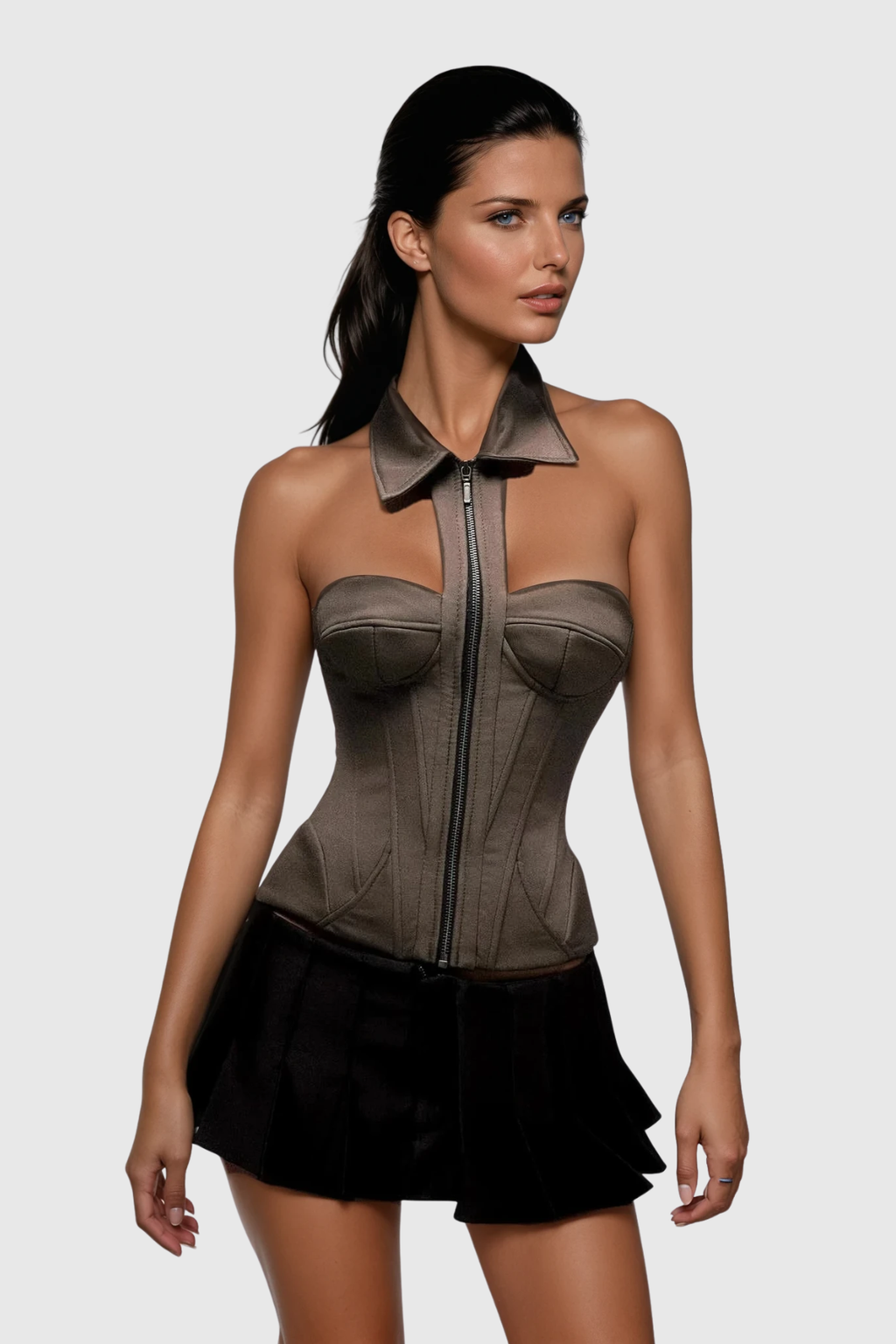 Delbert Halter Neck Corset Top