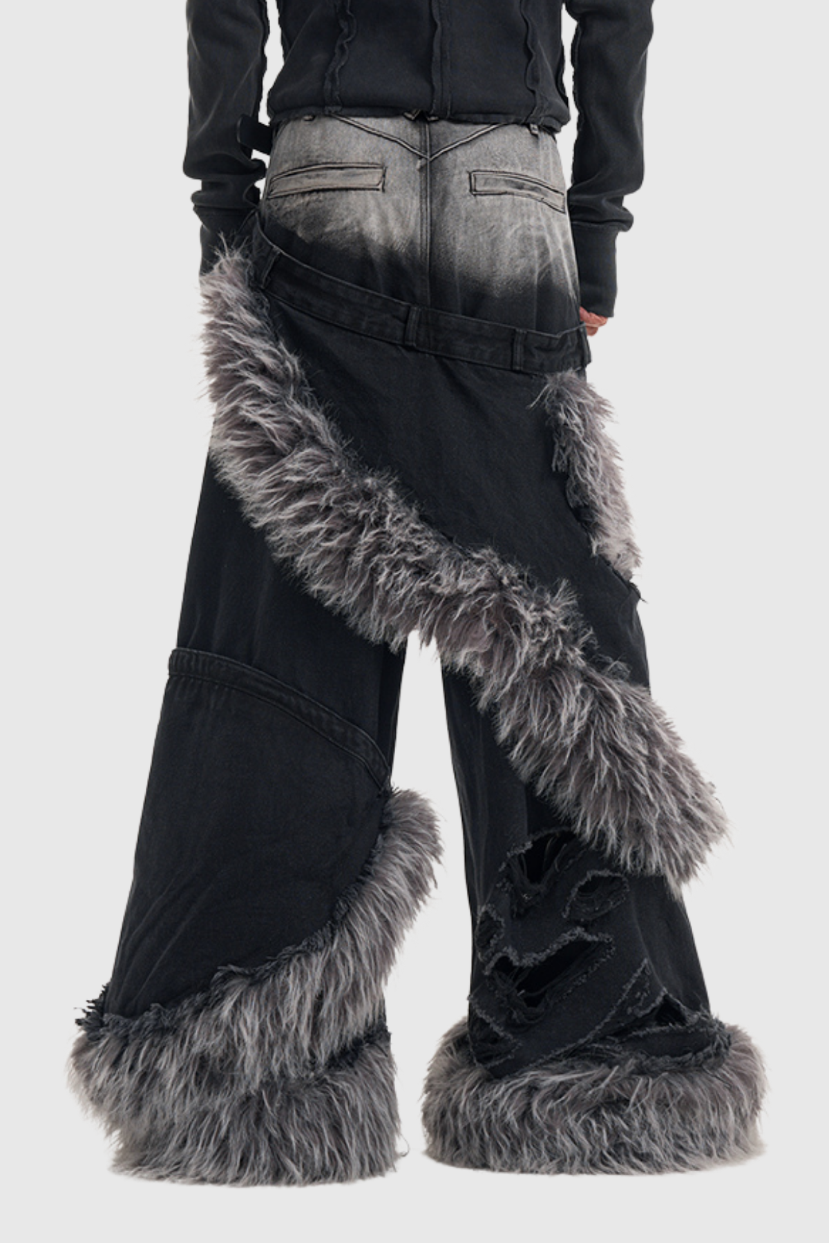 Dena Deconstruct Faux Fur Jeans