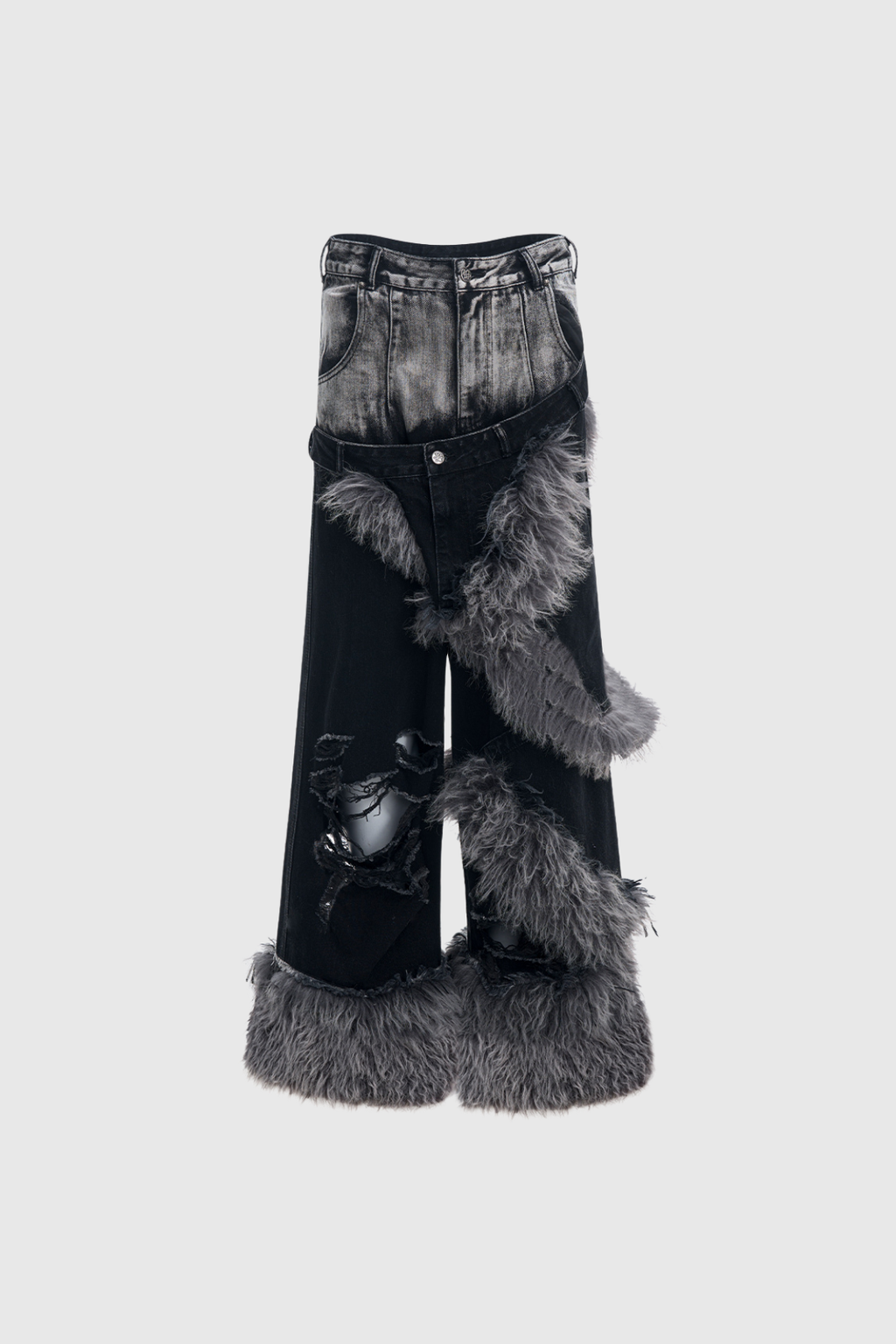 Dena Deconstruct Faux Fur Jeans