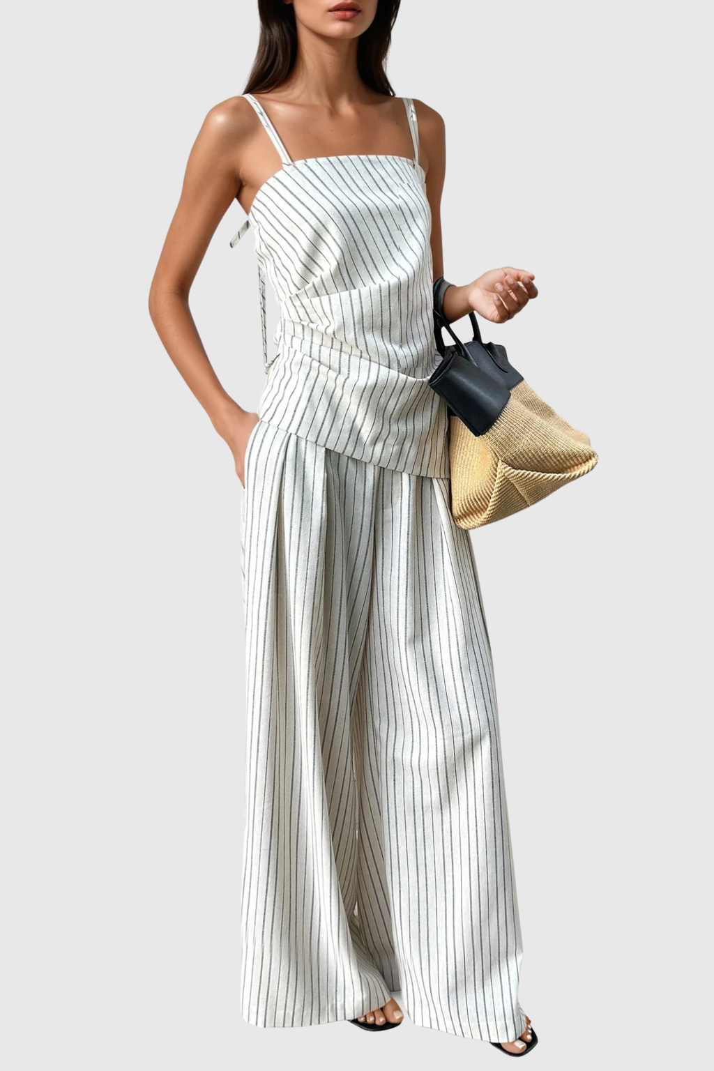 Denag Spaghetti Stripe Pants Set