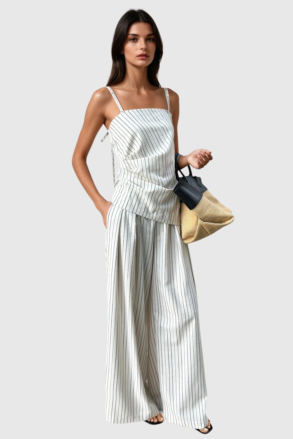 Denag Spaghetti Stripe Pants Set