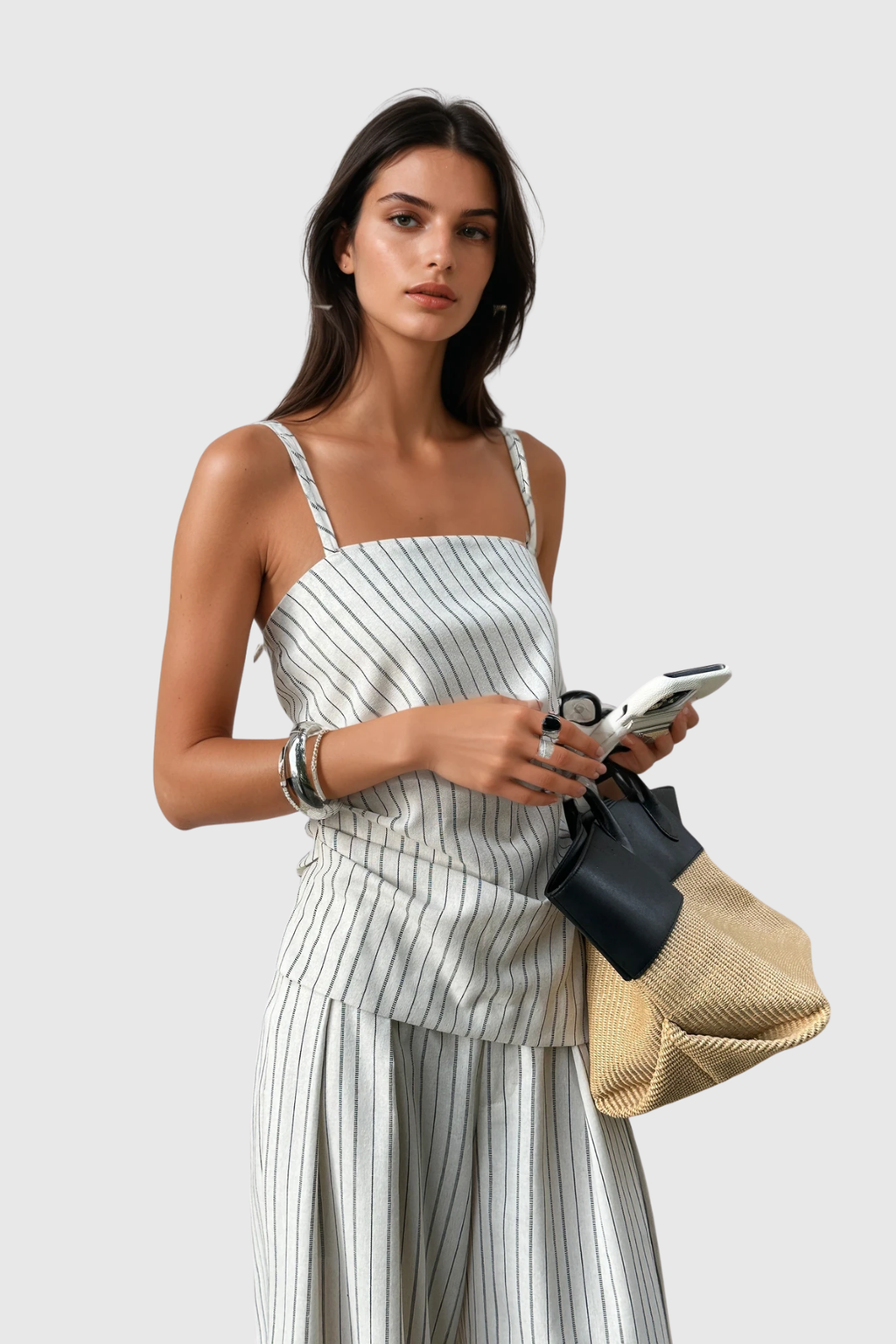 Denag Spaghetti Stripe Pants Set