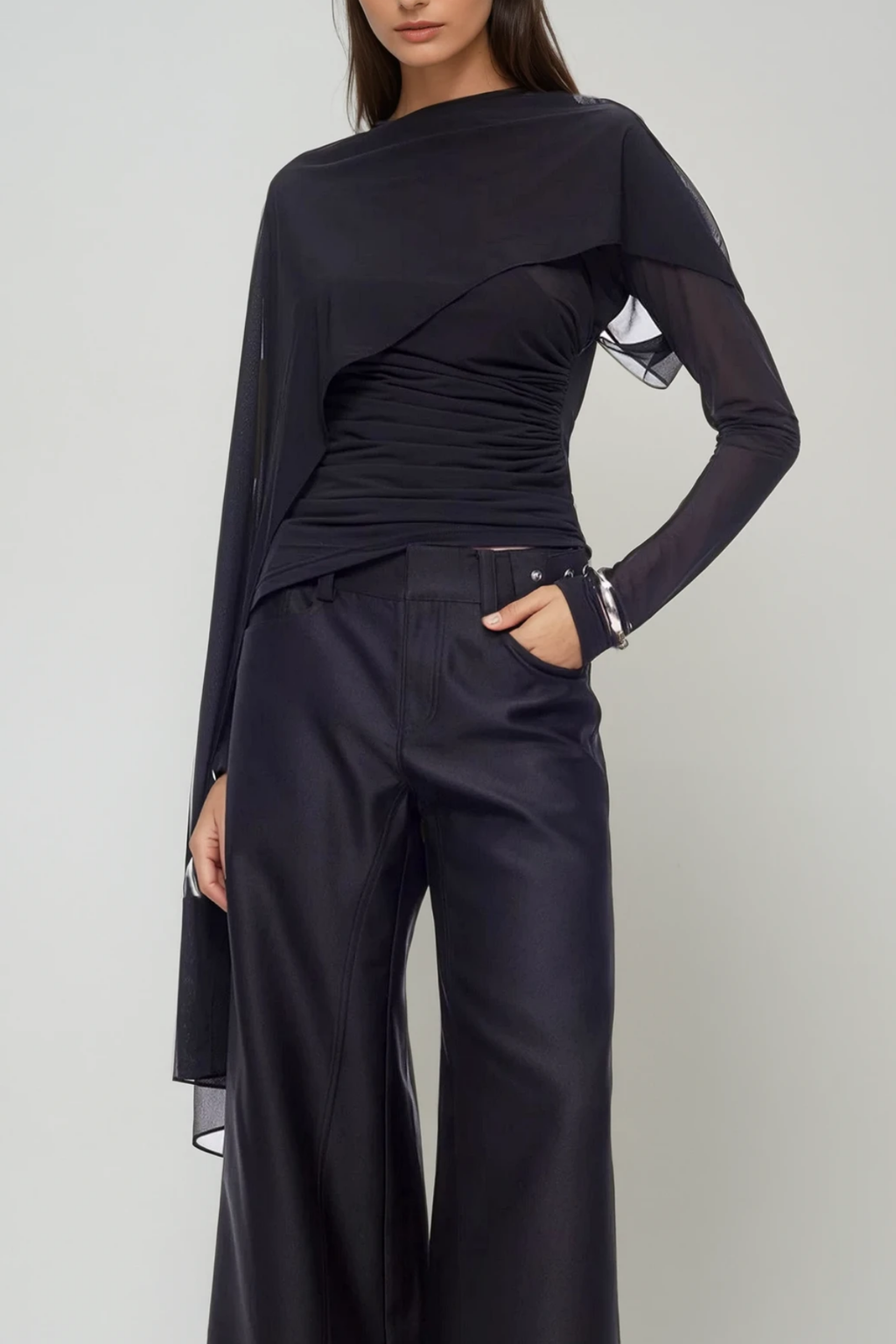 Denice Ruch Shawl Mesh Top