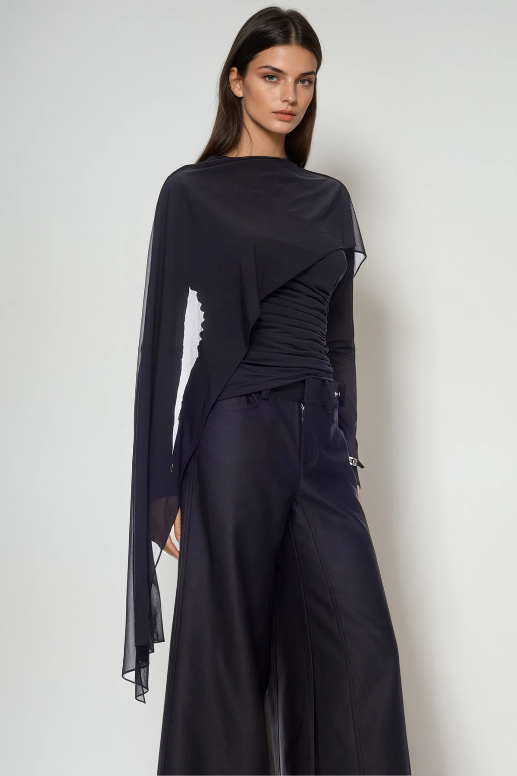 Denice Ruch Shawl Mesh Top