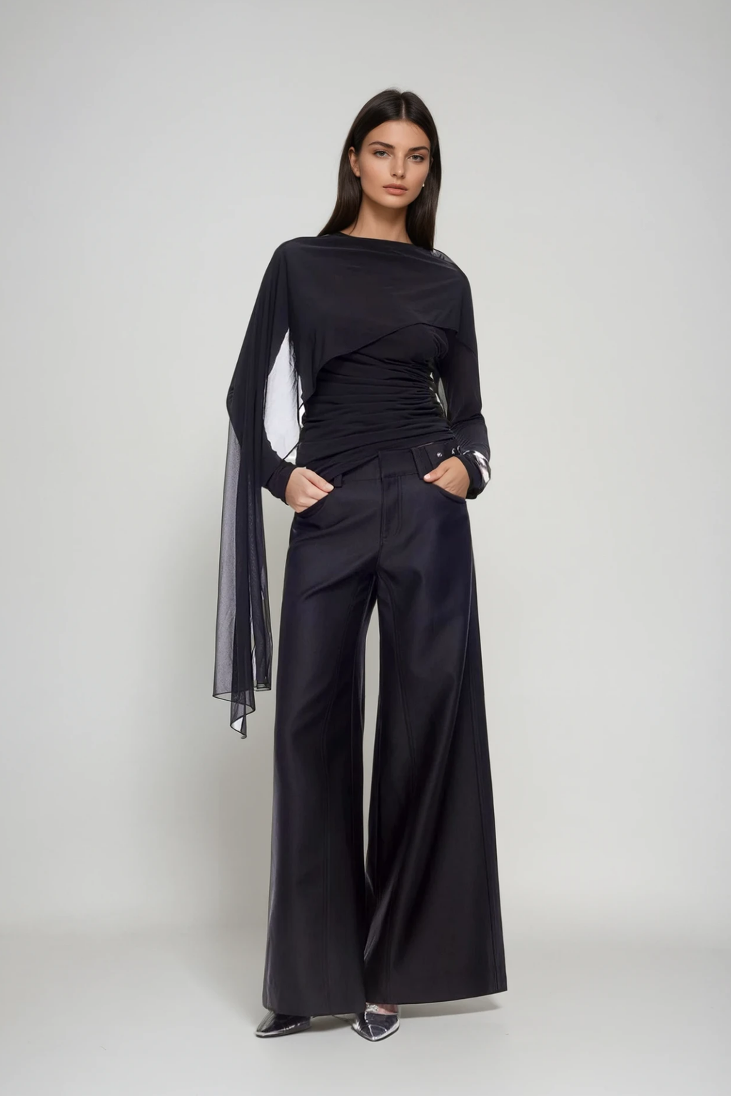 Denice Ruch Shawl Mesh Top