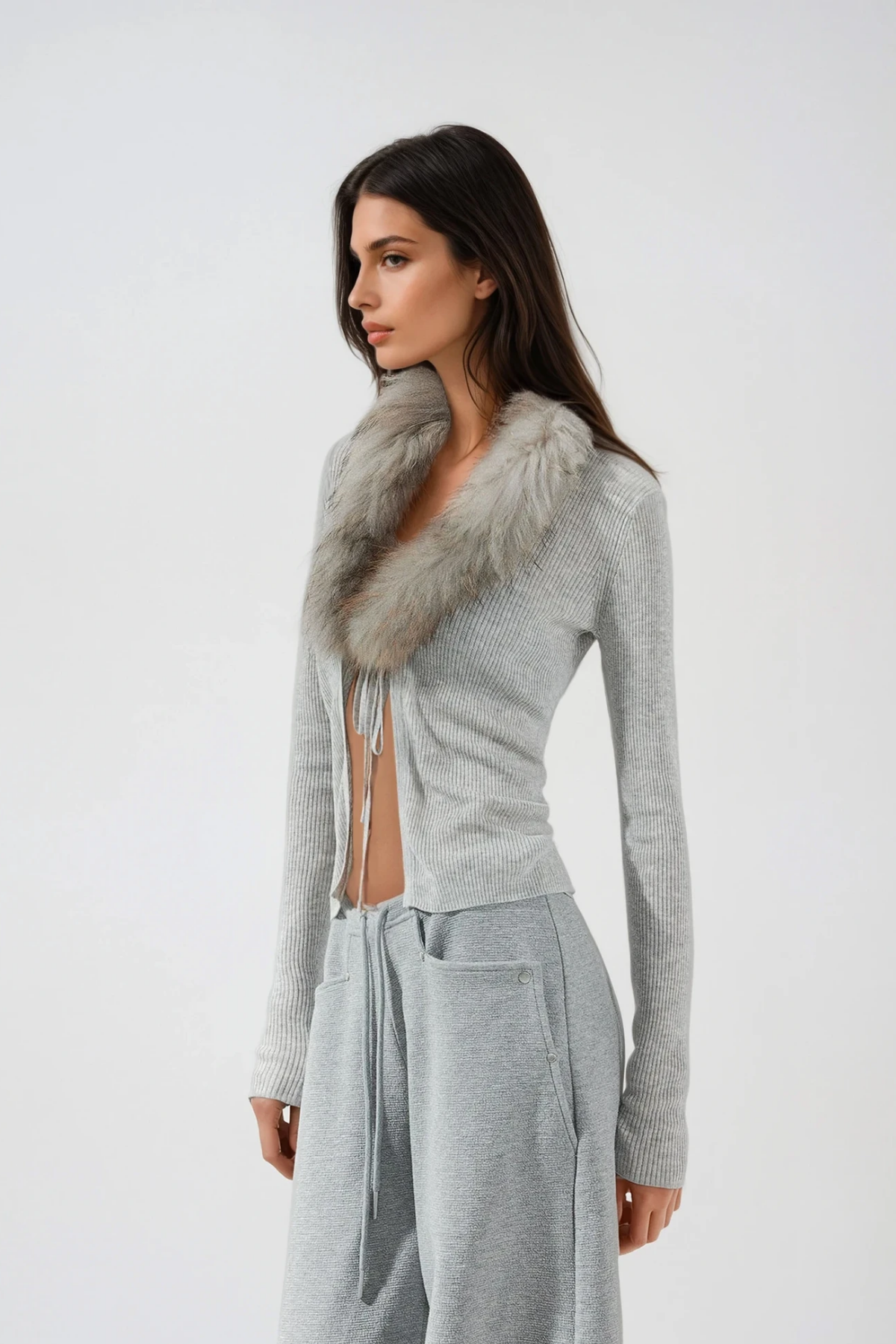 Deniece Faux Fur Knit Jacket