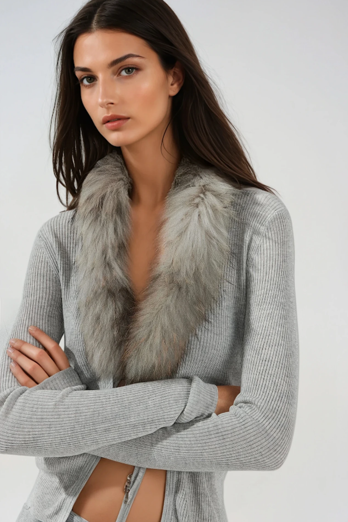 Deniece Faux Fur Knit Jacket