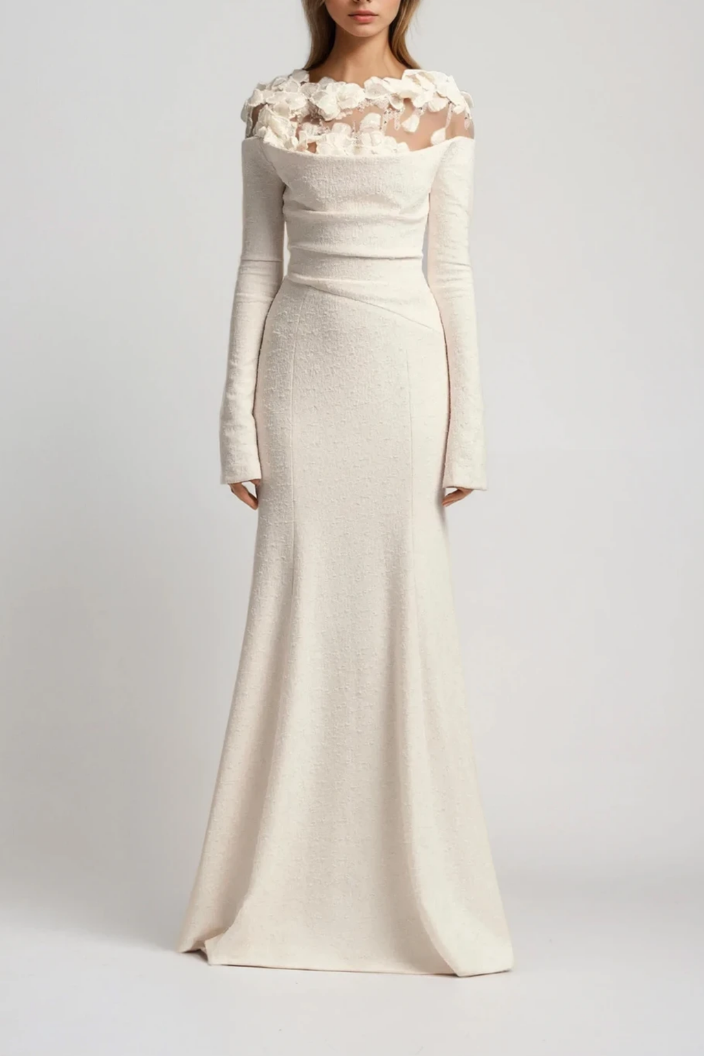 Dennis Flower Deconstruct Maxi Dress In Apricot