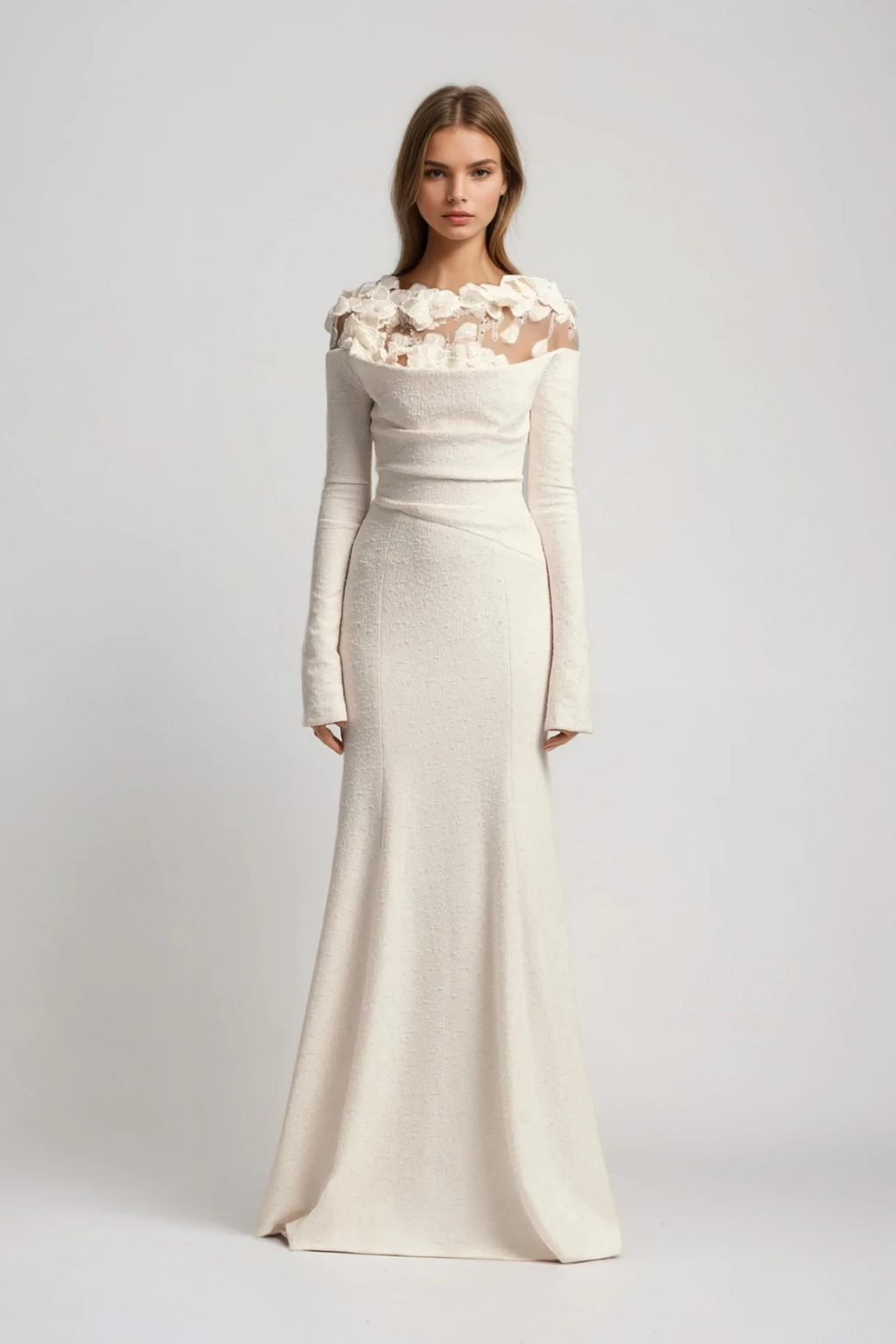 Dennis Flower Deconstruct Maxi Dress In Apricot